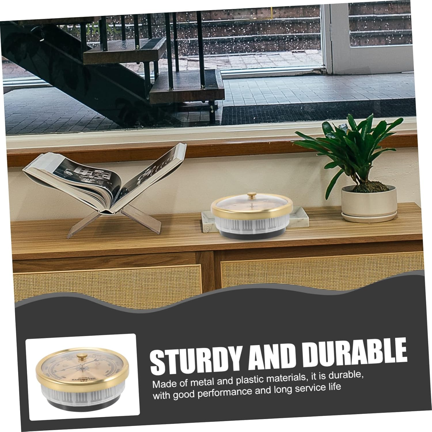 Aneroid Barometer Wall Barometer for Home Garden Adjustable Pointers for Accurate Air Pressure Measurement