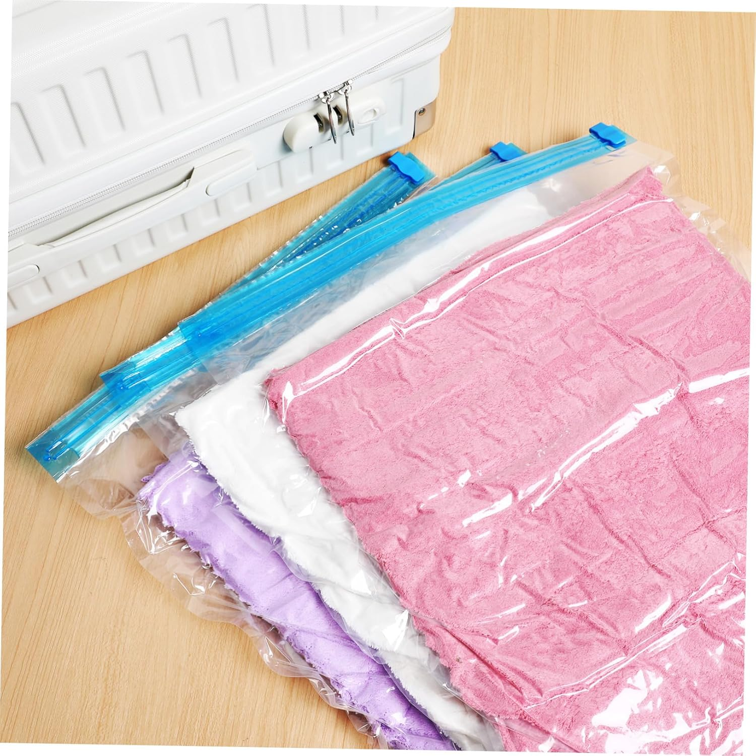 HOMOCONO 12Pcs Travel Compression Bags Vacuum Sealed Storage Bags for Packing Space Saver Travel Toiletries Essentials image number 5
