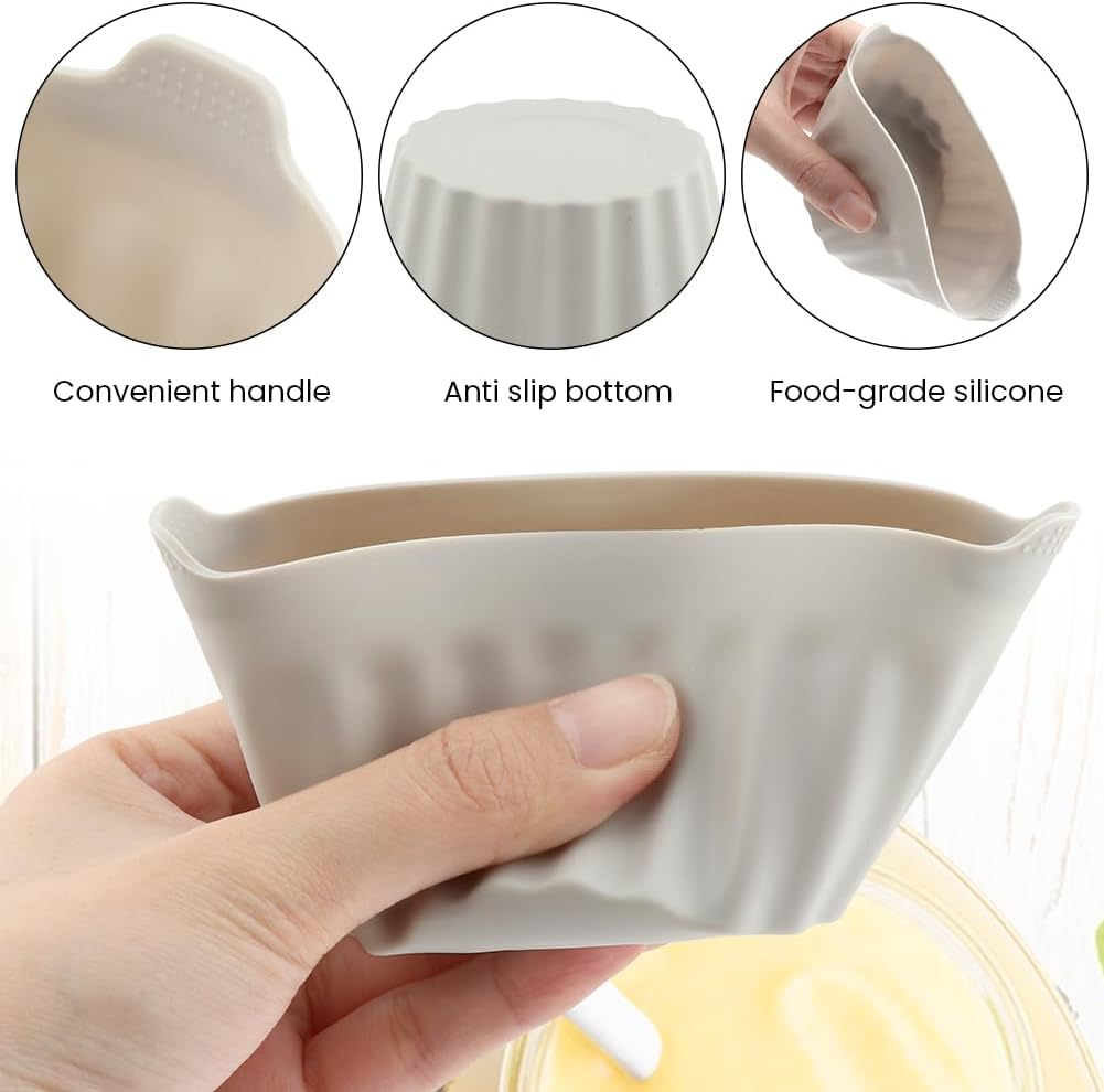 6Pcs Bakecake Ramekins for Air Fryer,Soft Silicone Egg Mould with Handle,Non Stick Cake Cups for Baking,Muffin Cases image number 3