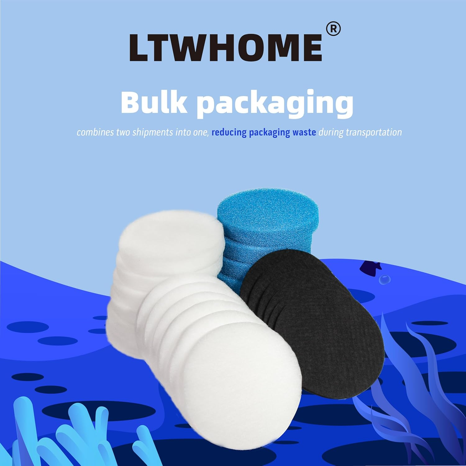 LTWHOME Value Pack of Carbon, Coarse and Fine Filter Pads Set - Suitable for Eheim Classic 2217/600 2616175 (Pack of 24)