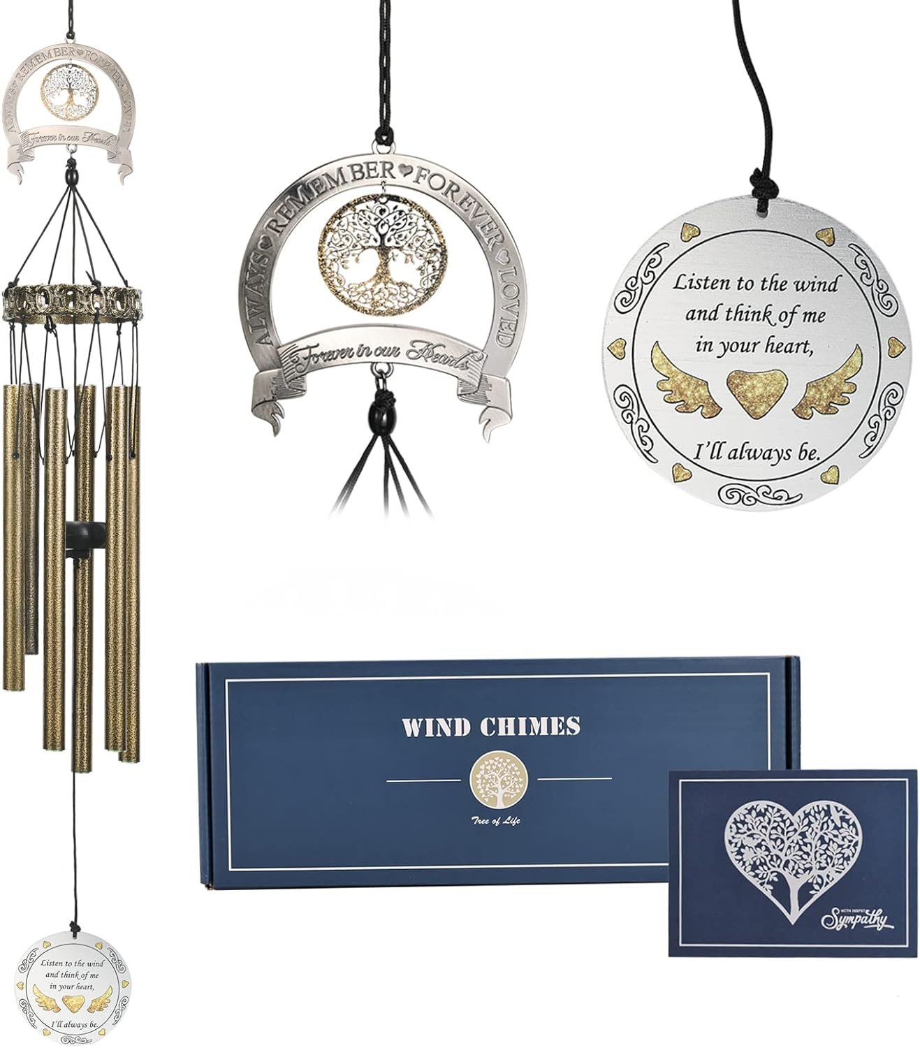 Memorial Wind Chimes with Tree of Life,Sympathy Wind Chimes for Loss of Loved One,Windchimes in Memory of a Loved One,Memorial/Sympathy/Remembrance Gifts,Wind Chimes for outside Garden & Home Decor image number 6