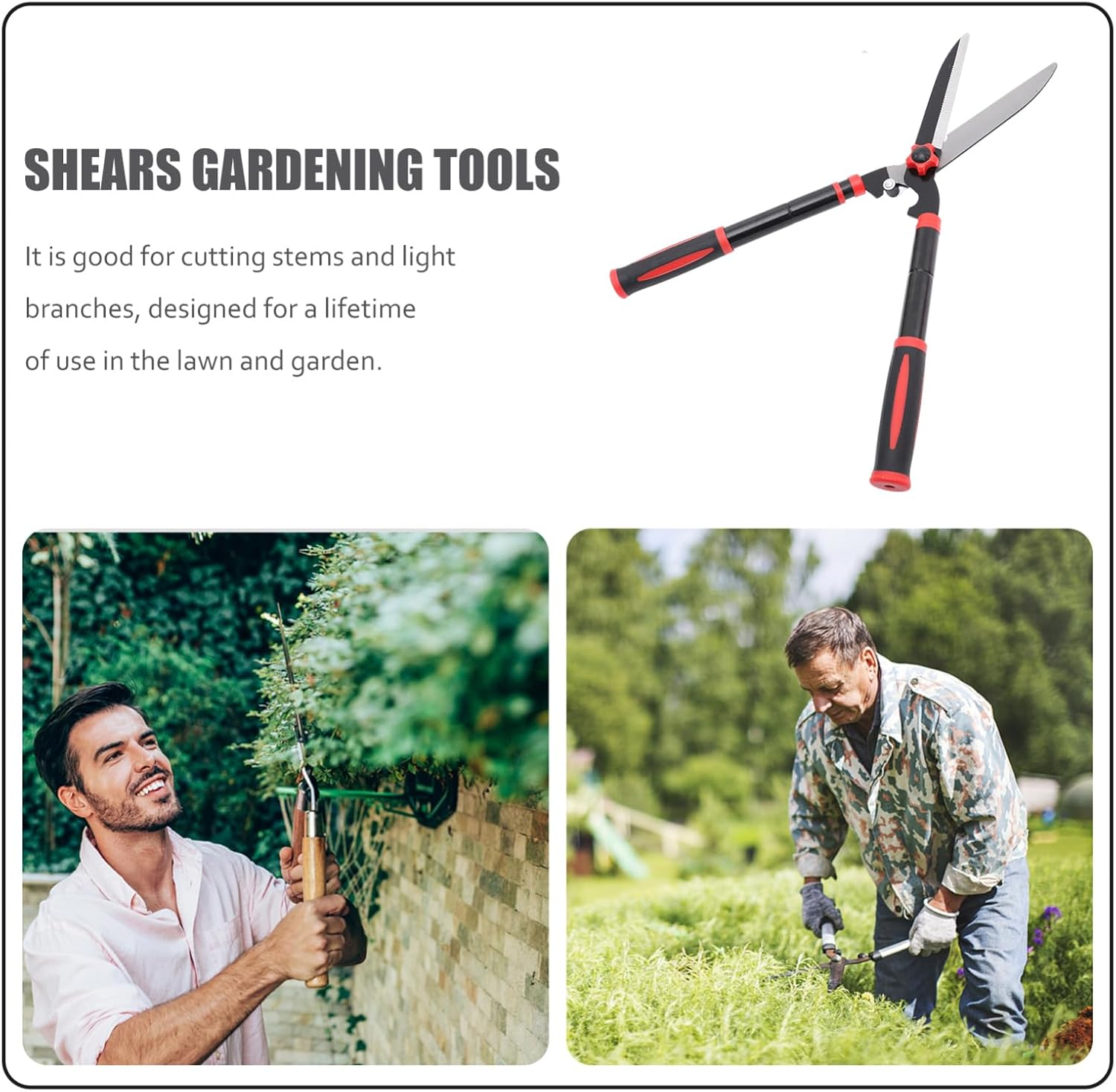 UPKOCH Manual Hedge Trimmer Angle Design Retractable Pruning Shears Gardening Tools for Trimming Shrubs Hedges and Bushes image number 3