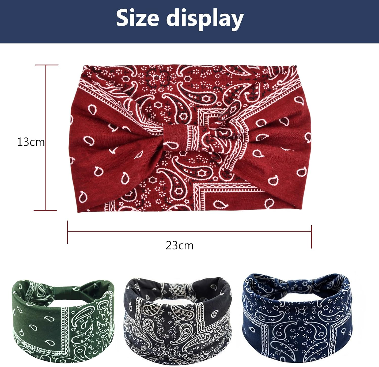 Culinavog Pack of 4 Boho Hair Bands, Wide Soft Headbands with Knotted Look, Elastic Headband for Yoga, Sports, Daily Life - Colourful Set Hair Accessories Women image number 4