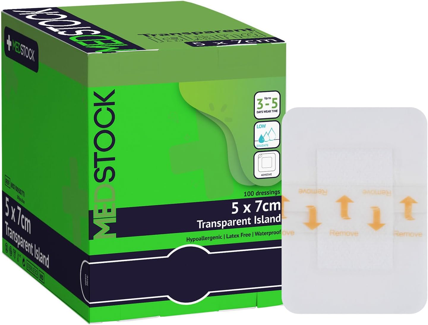 MEDSTOCK Transparent Island Dressing, 10CM X 20CM, 50 Count, Waterproof Dressing, Polyurethane Coat, Highly Breathable, Medical Grade, Acrylic Adhesive, Waterproof, Wound Monitoring and Healing image number 6