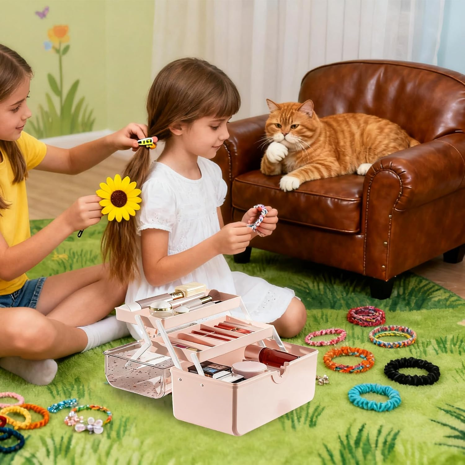 Hair Box, Dust-Proof Portable Jewelry Storage Box, Storage Holder Case Trays for Kids Baby Ties Nail Supplies Craft School Office