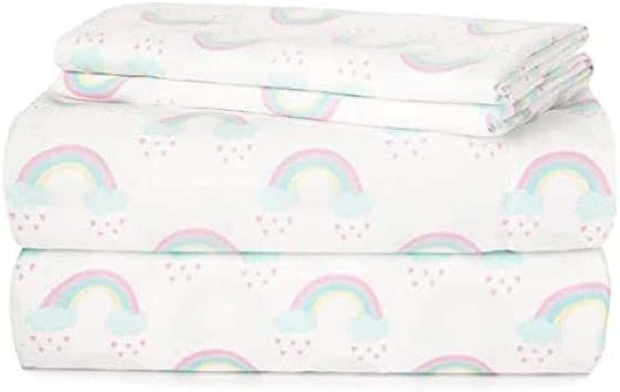 Heritage Kids 3 Piece Sheet Set, Including Top Sheet, Fitted Sheet and Pillow Case, Rainbow Print, Twin,Multicolor image number 3