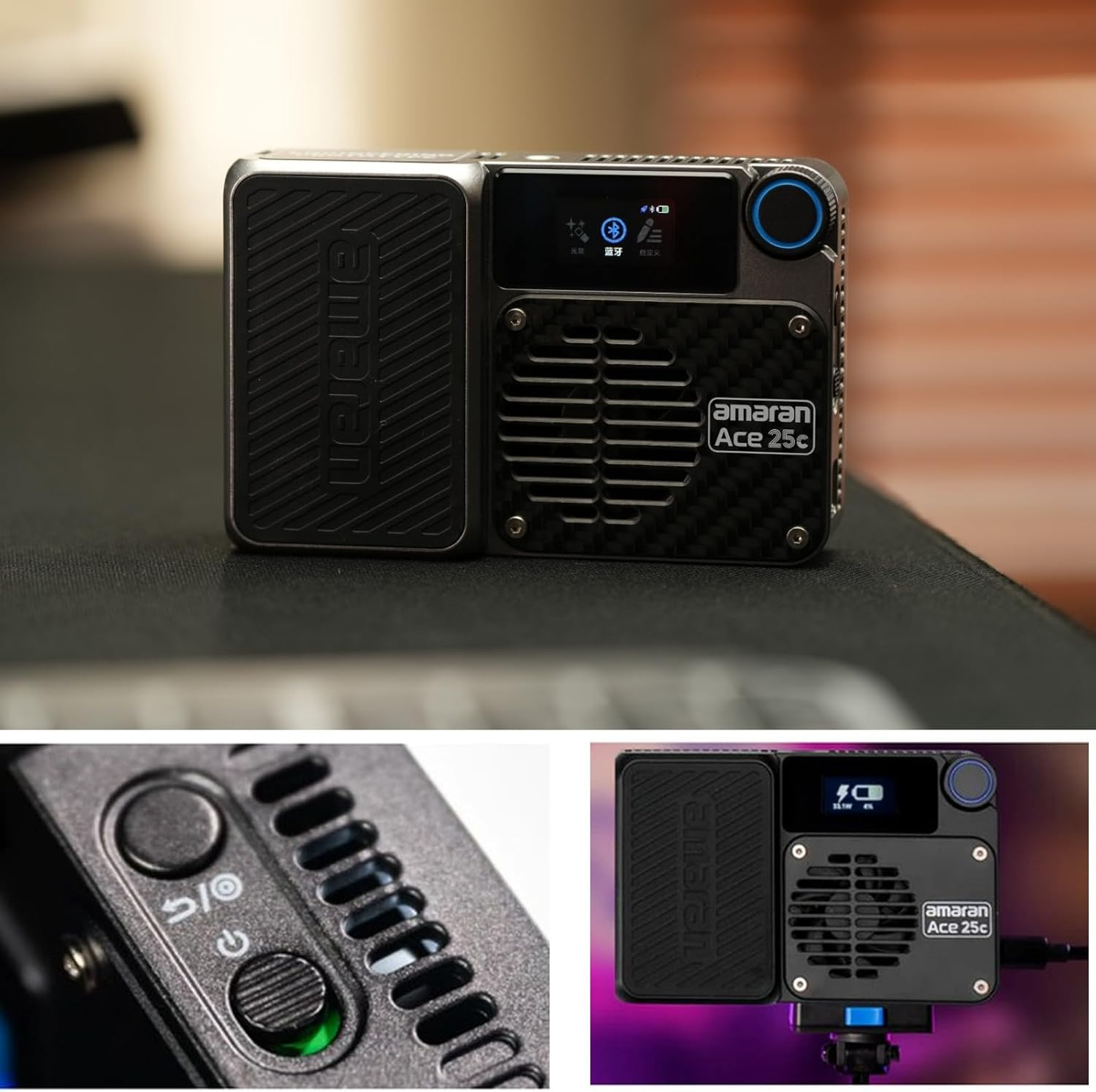 Amaran Ace 25C Kit Camera Video Light with Carrying Case,Mini Tripod,25W CCT 2300K-10000K RGB Pocket Light Support APP Control,Rechargeable PD Charging for Tiktok, Creator, Photographer(Charcoal) image number 2