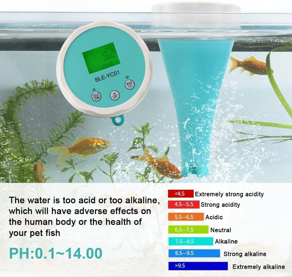 Pool Water Quality Tester Bluetooth Pool Monitor Digital Temp Chlorine, 6 in 1 Pool Thermometer, PH CL EC TDS ORP Temperature for Swimming Pool, Aquarium, Laboratory image number 4