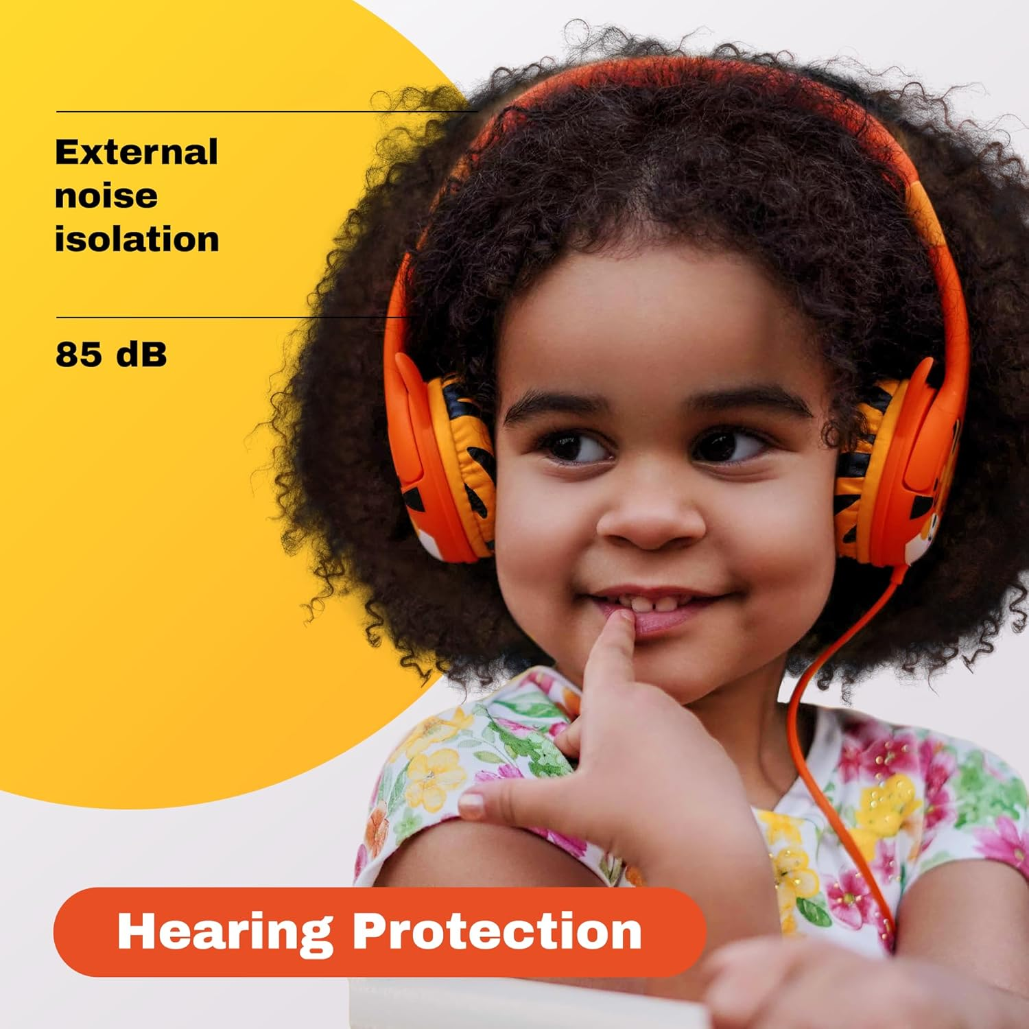 Kidrox Tiger-Ear Kids Headphones - Wired, on Ear, Orange, Volume Limited to 85Db, Adjustable Headband, Tangle Free Cable, Childrens Earphones image number 6