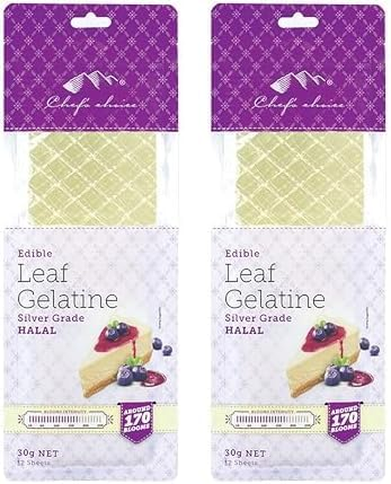 Chef'S Choice Gelatine Leaf Sheets Silver Halal 30G (12 Sheets)