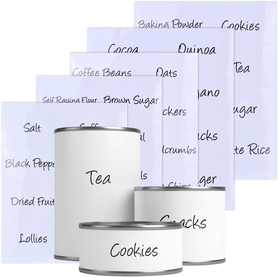 Pantry Labels for Food Containers, 40PCS Pre-Printed Kitchen Food Organization Labels for Storage Canisters Jars Bins,Minimalist Food Labels Stickers Food Jar Label (1Pack)