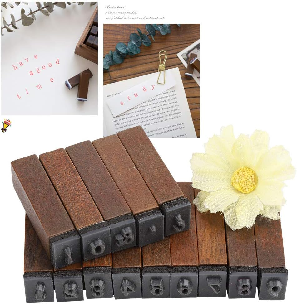 70PCS Vintage Alphabet Stamps Set, Wooden Rubber Number and Symbol Diary Letter Stamps, DIY Children Craft Scrapbooking Planner Card Stamps Gift Souvenir image number 3