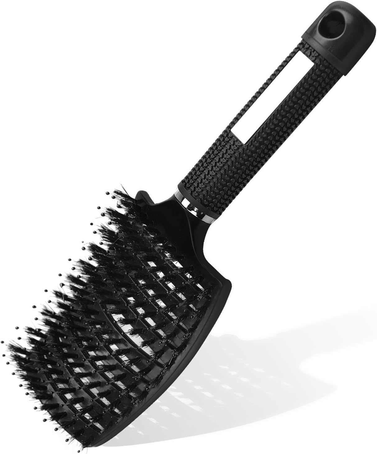 URAQT Boar Bristle Paddle Hairbrush for Women, Soft Massage Hair Comb, Detangle Thick Curly Hair, Reducing Hair Breakage and Frizzy