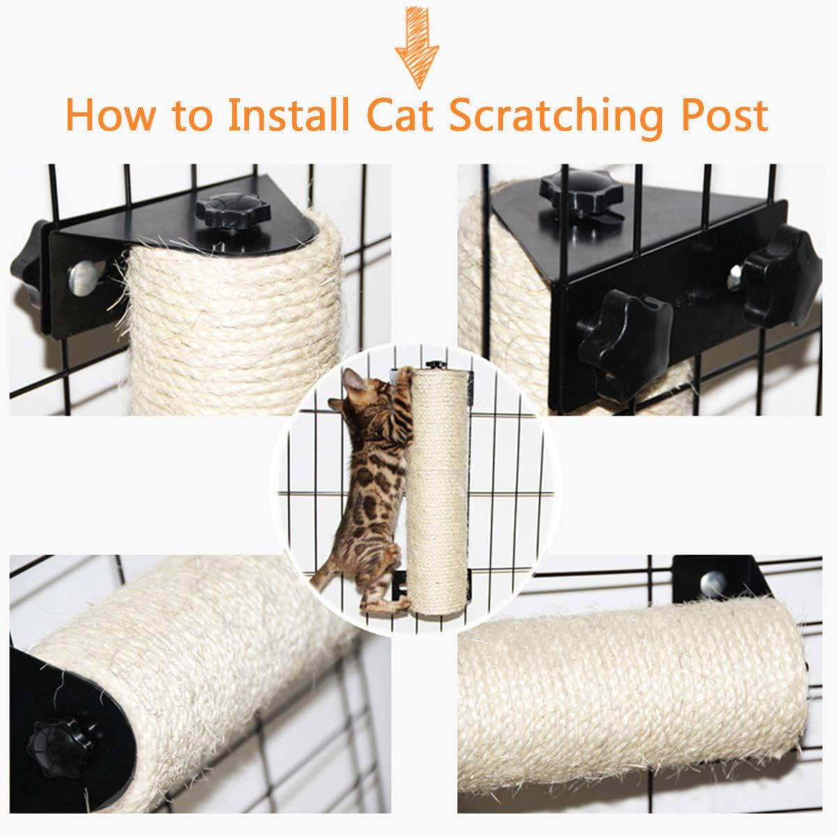 Cat Scratching Post, Sisal Cat Scratcher Climber Wall Cat Scratching Post Cage Mounted Sisal Scratcher for Cats Space-Saving Scratch Post/102/2097