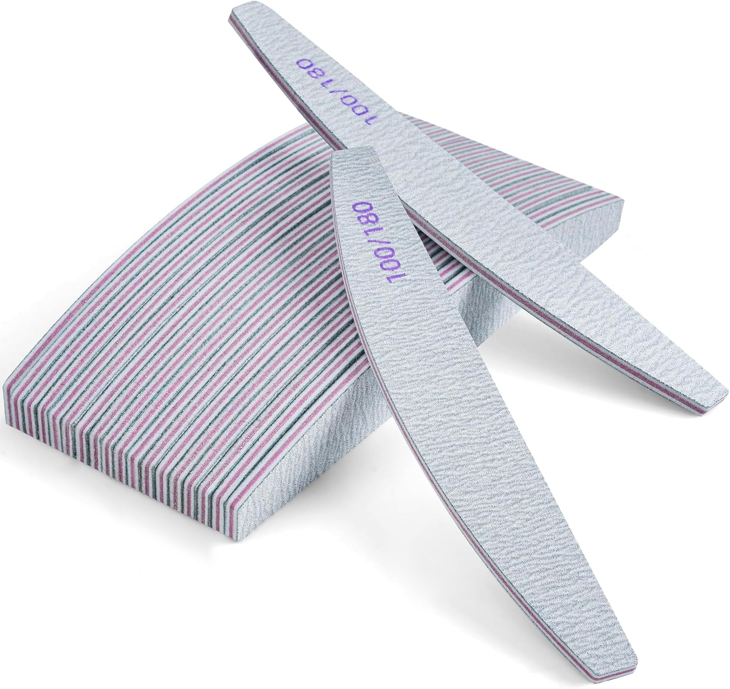 Pack of 20 Nail Files, Professional Nail Files for Gel Nails, Natural Nails, 100/180, Washable Double-Sided Nail File for Nails, Hairdressing Salon, DIY Nail Art, Pets (White) image number 4