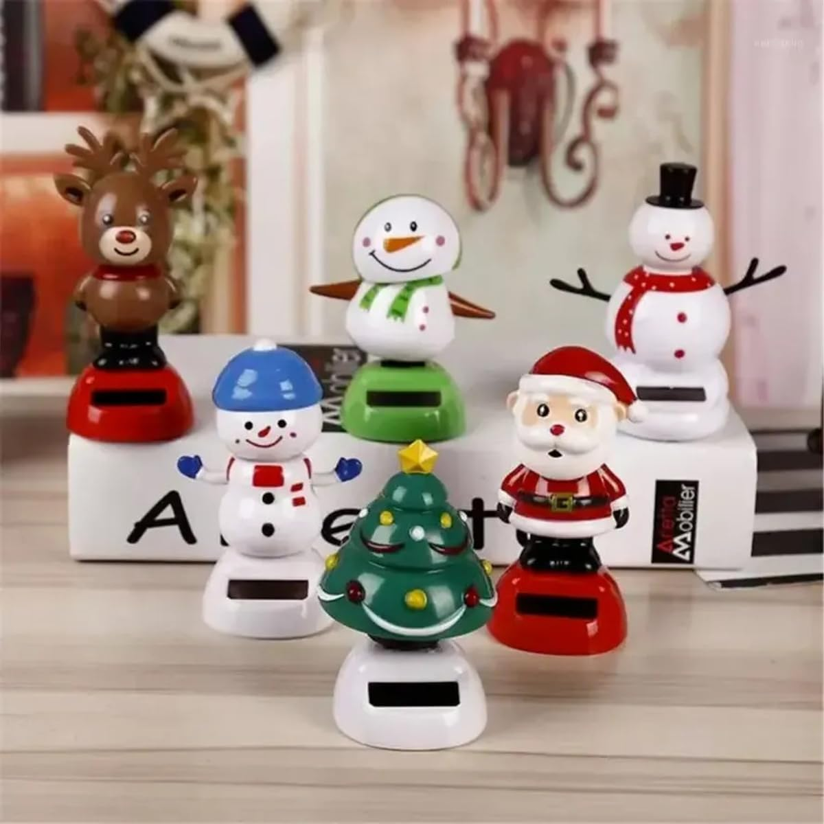 [6PCE] Christmas by SAS Christmas Dancing Character Toys, Solar Swinging, Playful Holiday Entertainment - 5Cm X 10Cm image number 1