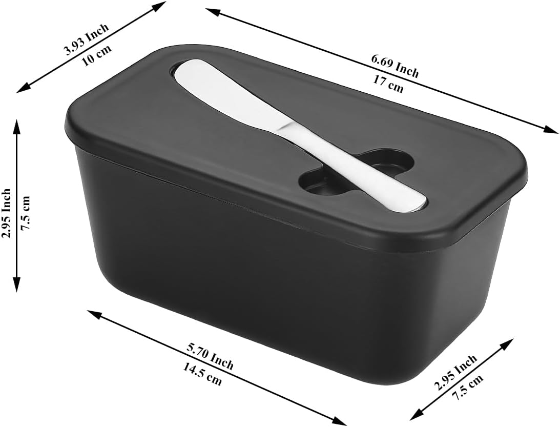 Butter Dish with Lid for Countertop and Refrigerator Door Shelf, Reanea Plastic Butter Holder Tray Container with Butter Knife, Easy Scoop Dishwasher Safe image number 3