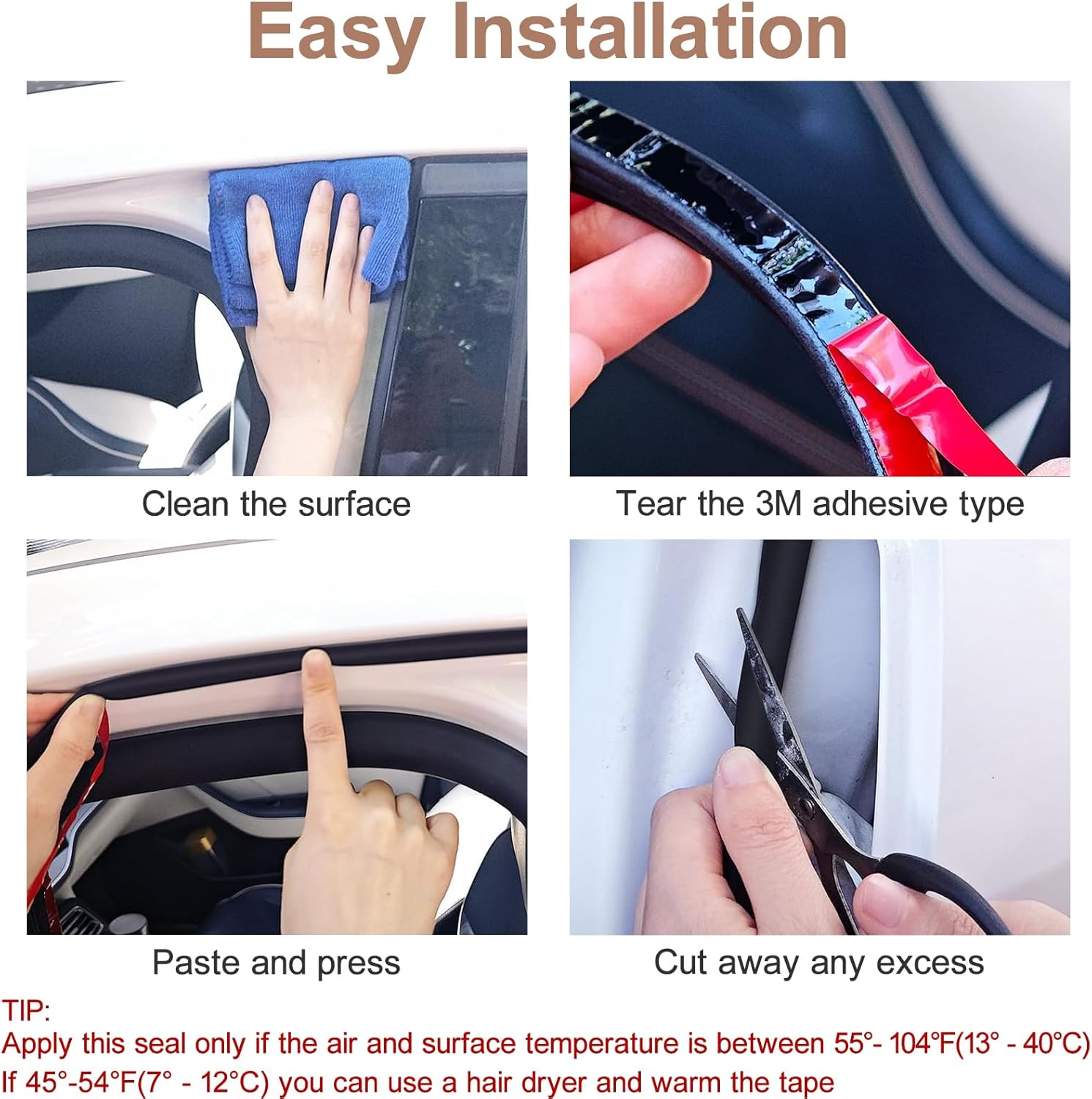 Car Door Weather Stripping 32.8Ft Universal Rubber Edge Trim Seal Strip Gasket, Self Adhesive Door Edge Guards for Car Truck Door Window Soundproof Noise Insulation Sealing (Black-D Type)