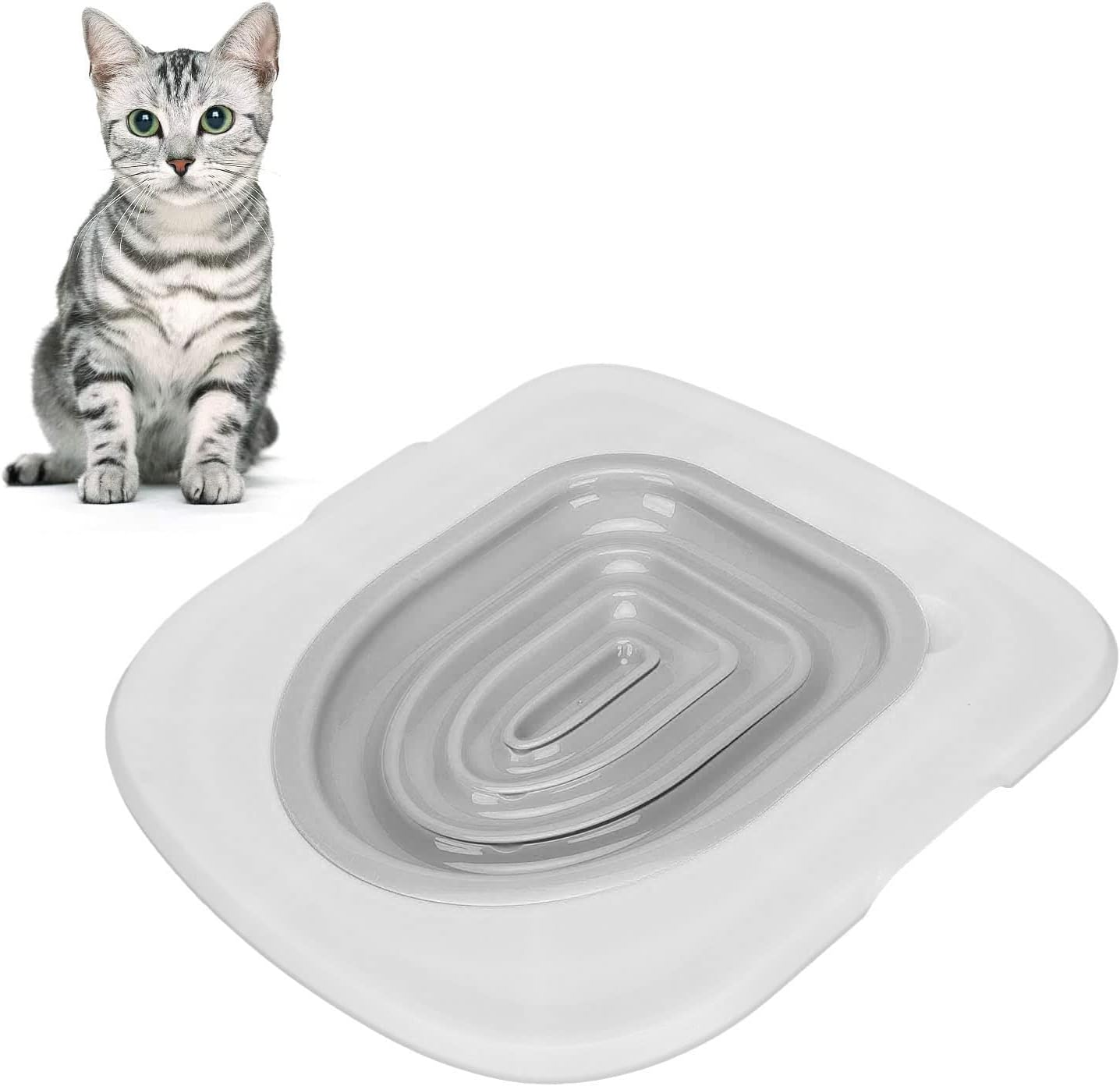 Luqeeg Cat Toilet Training System, Professional Teach Cat to Use Toilet Cat Toilet Training Kit Universal Reusable Kitty Toilet Trainer Urinal with Design Blue Tray (White Tray, 1 Gray Inner Support) image number 5