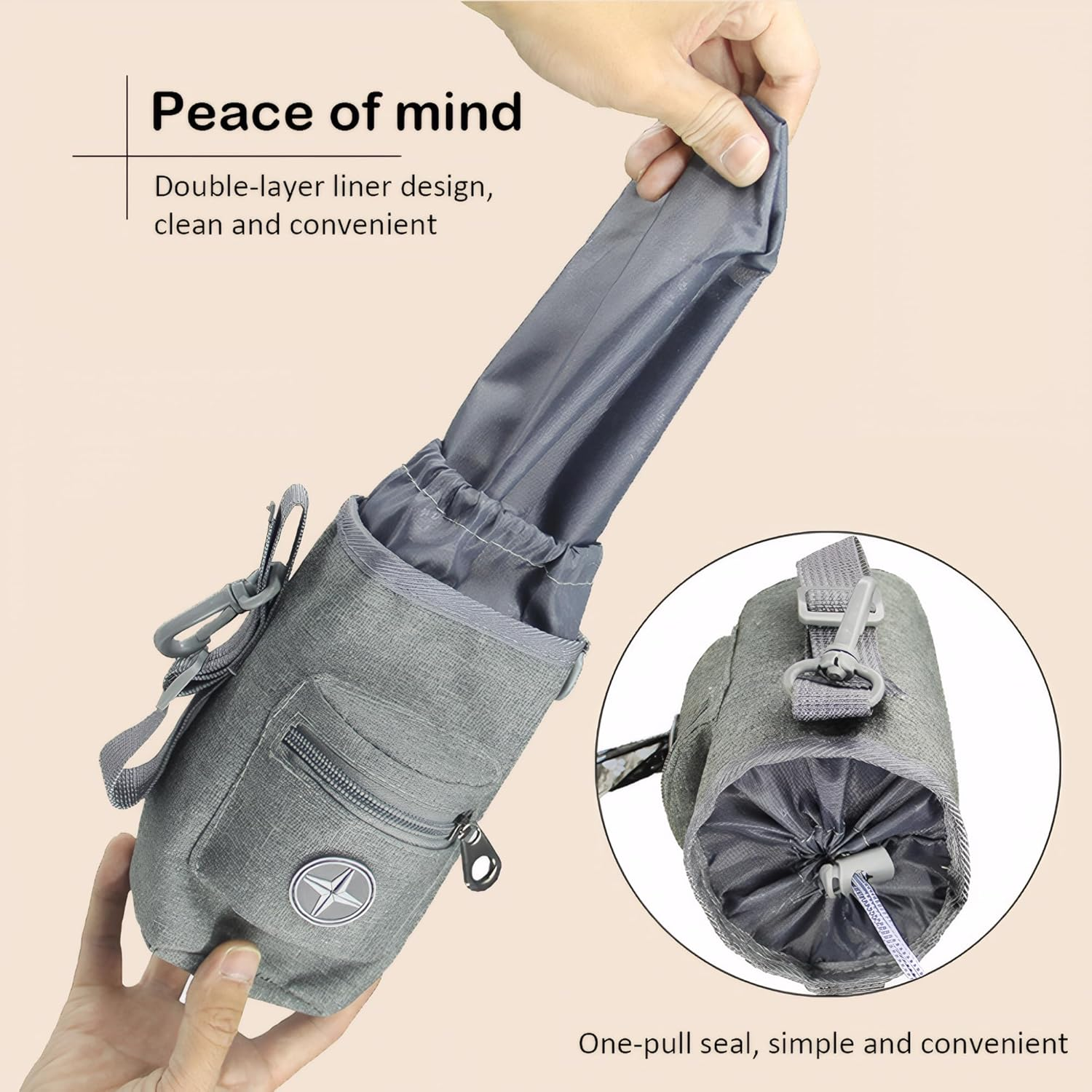 Dog Portable Training Treat Pouch, Poop Bag Dispenser Holder with Drawstring Compartment image number 2