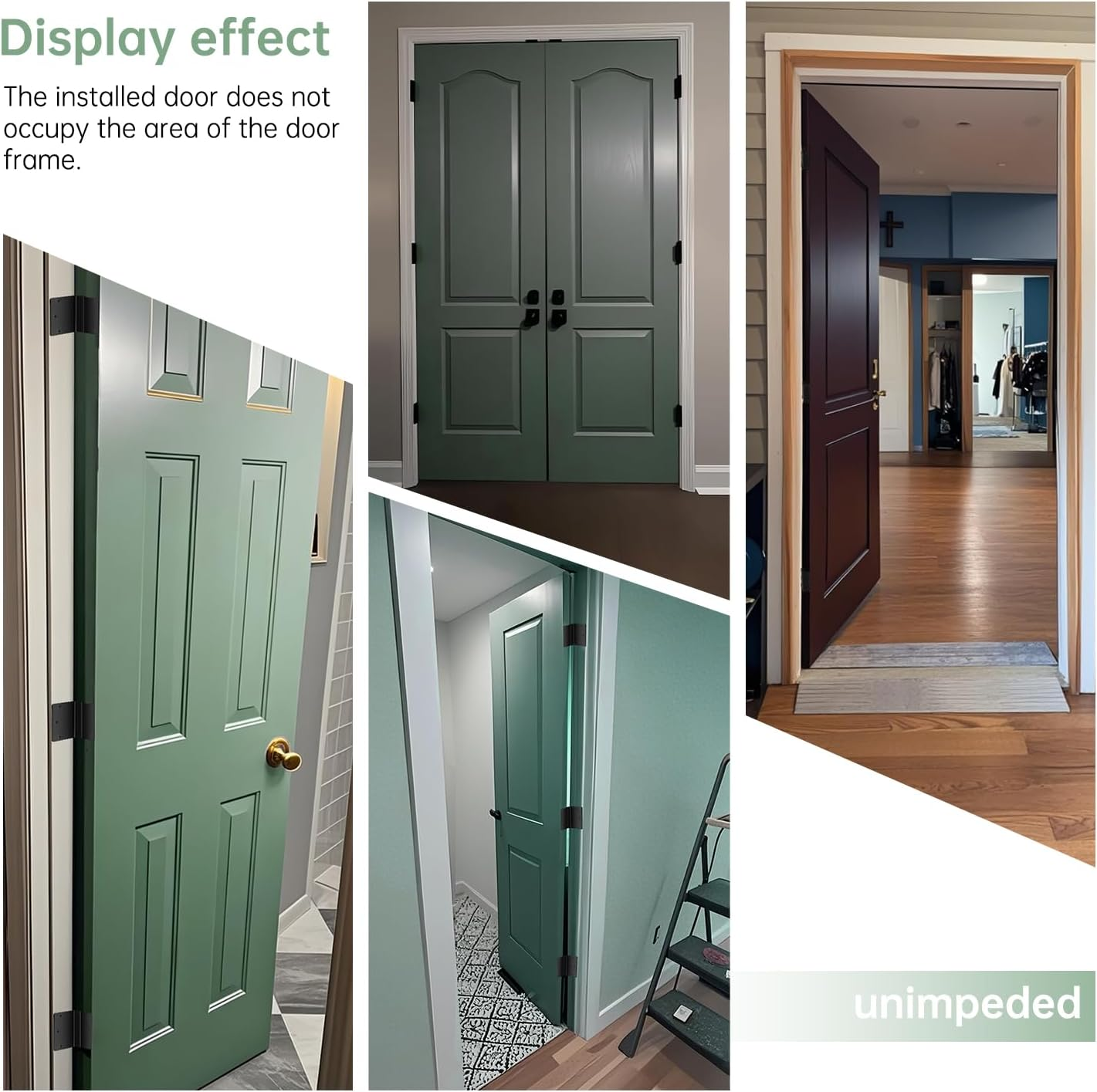 Duoduolaili 3.5 Inches Expandable Door Hinges Offset Hinges Pivot Door Hardware Swing Clear Hinge, Handicap Brass,Offset Door Hinges - 2 Swing Hinge in Satin Chrome, Sliver