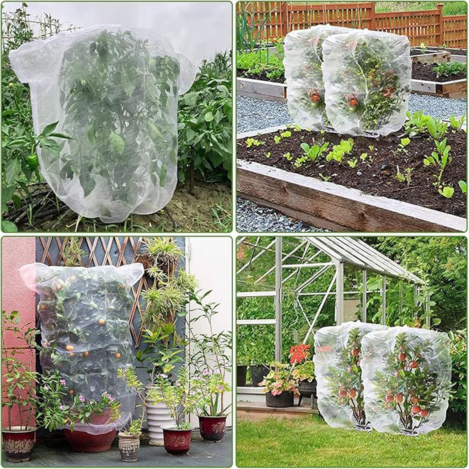 3 Packs Garden Plant Netting Blueberry Bushes Protection Netting Covers Bags, Tomato Fruit Trees Protective Cover Garden Plant Netting Covers Bags Plant from Insect Bird Eating 4.92X3.4 FT image number 1