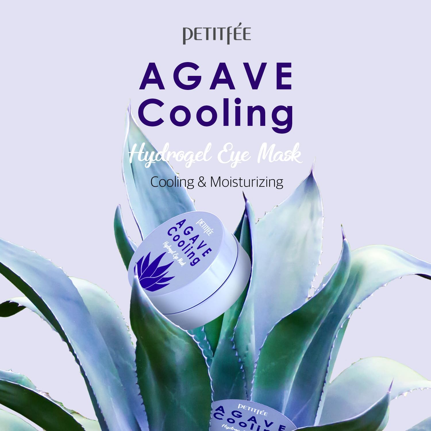 PETITFEE Agave Cooling Hydrogel Eye Mask 60Ea (30Pairs) - Quick Calming Eye Patches with Blue Energy Complex, Agave, Blueberry, Eggplant, Caffeine Extracts, Moisturizing, Soothing Eye Care