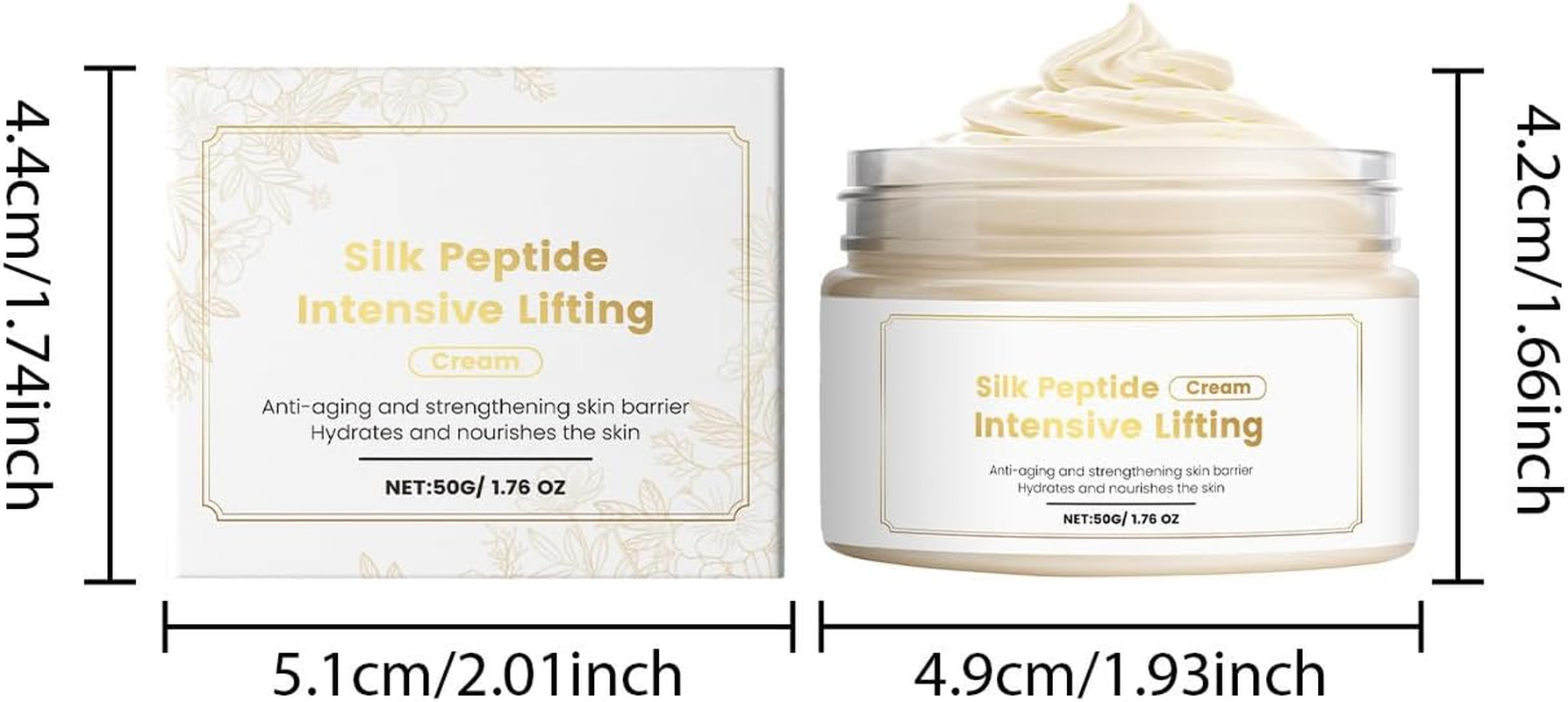 Silk Peptide Intensive Lifting Cream - Anti-Aging/Wrinkle Face Moisturizer for Women & Men, Firming Cream Tightening Lifting Sagging Skin, Deep Hydration, Skin Reducing Wrinkle Boosting Elasticity image number 5