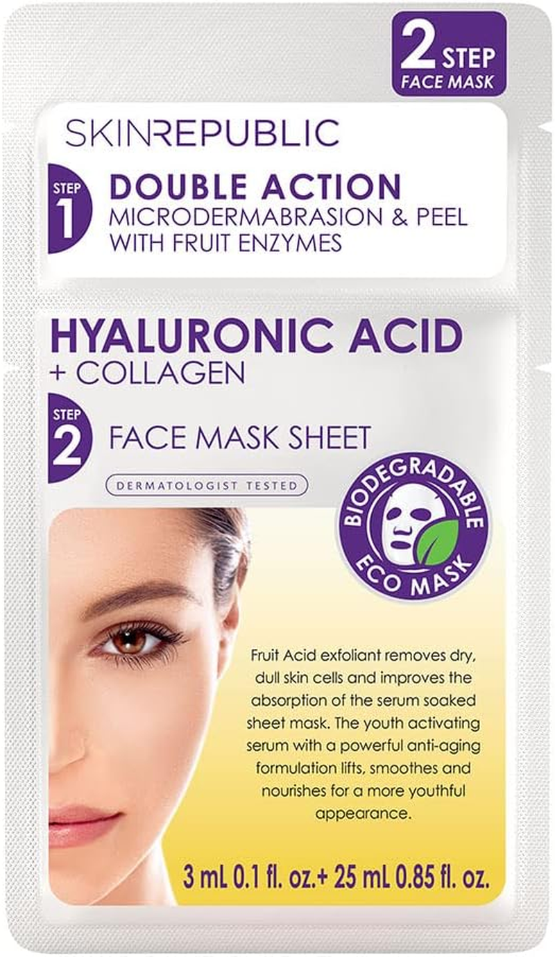 Skin Republic 2 Step Hyaluronic Acid & Collagen Face Mask 25 Ml image number 6