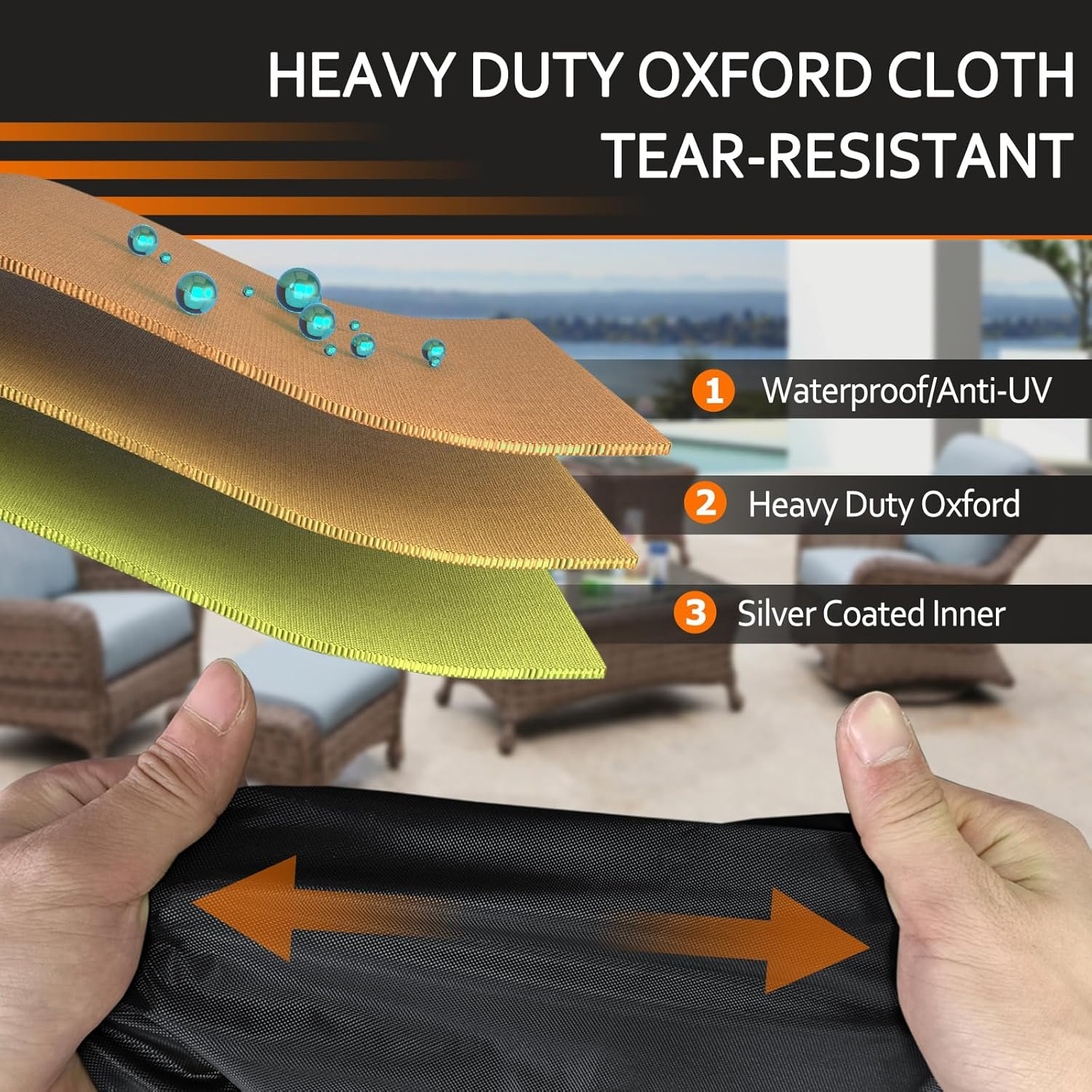 STARTWO Patio Chair Covers Outdoor Furniture Covers Waterproof Fit for 32"Lx 37" W X 36"H, Lounge Deep Seat Cover, Heavy Duty Chair Covers for Lawn Furnitures, Black image number 2