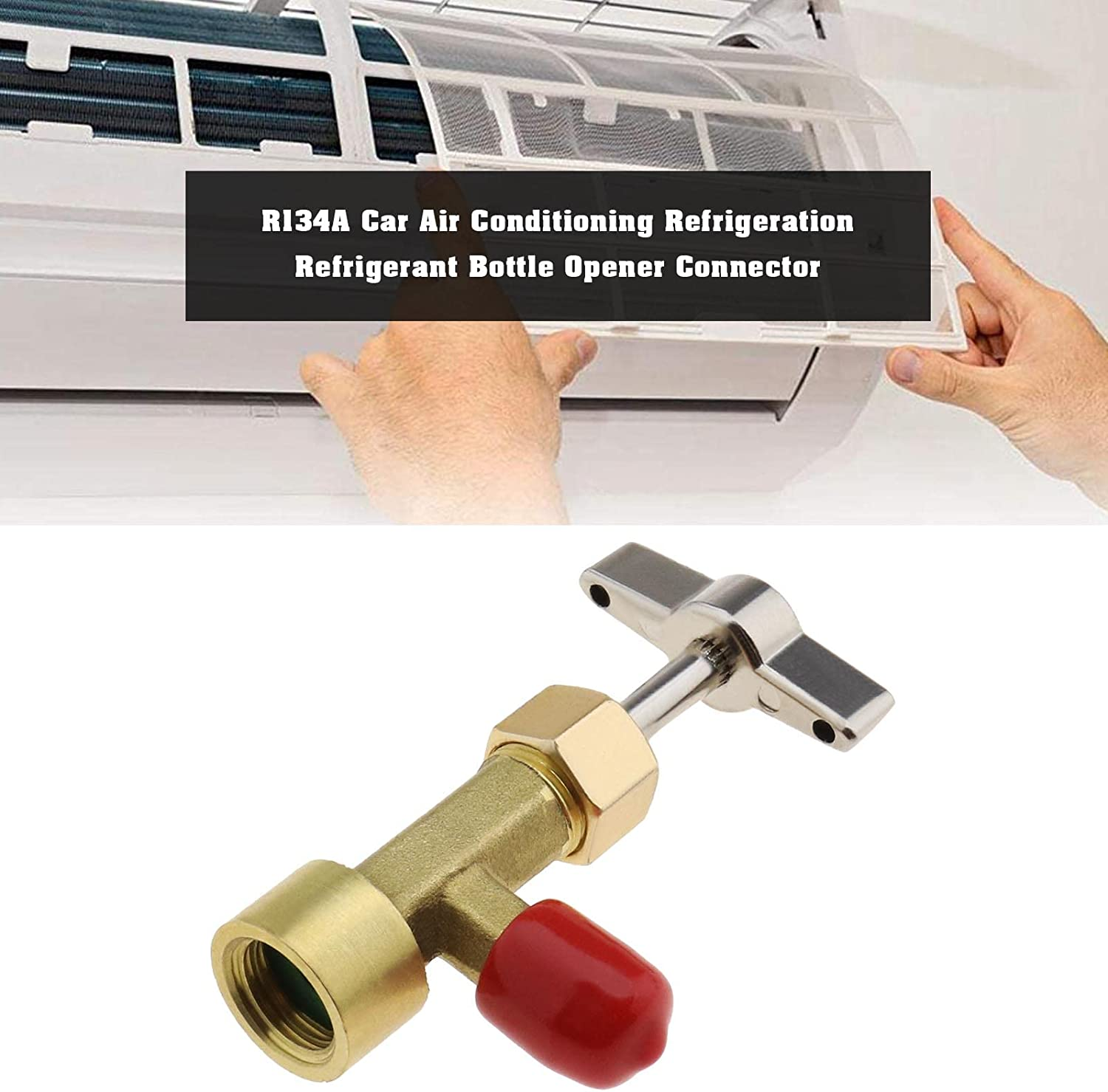 Emagtech Can Tap Refrigerant Dispenser Valve Bottle Opener with Tank Adapter Thread 1/4" SAE and 1/2" AC-ME for R134A R12 AC Charging Hose Air Conditioner Manifold image number 2