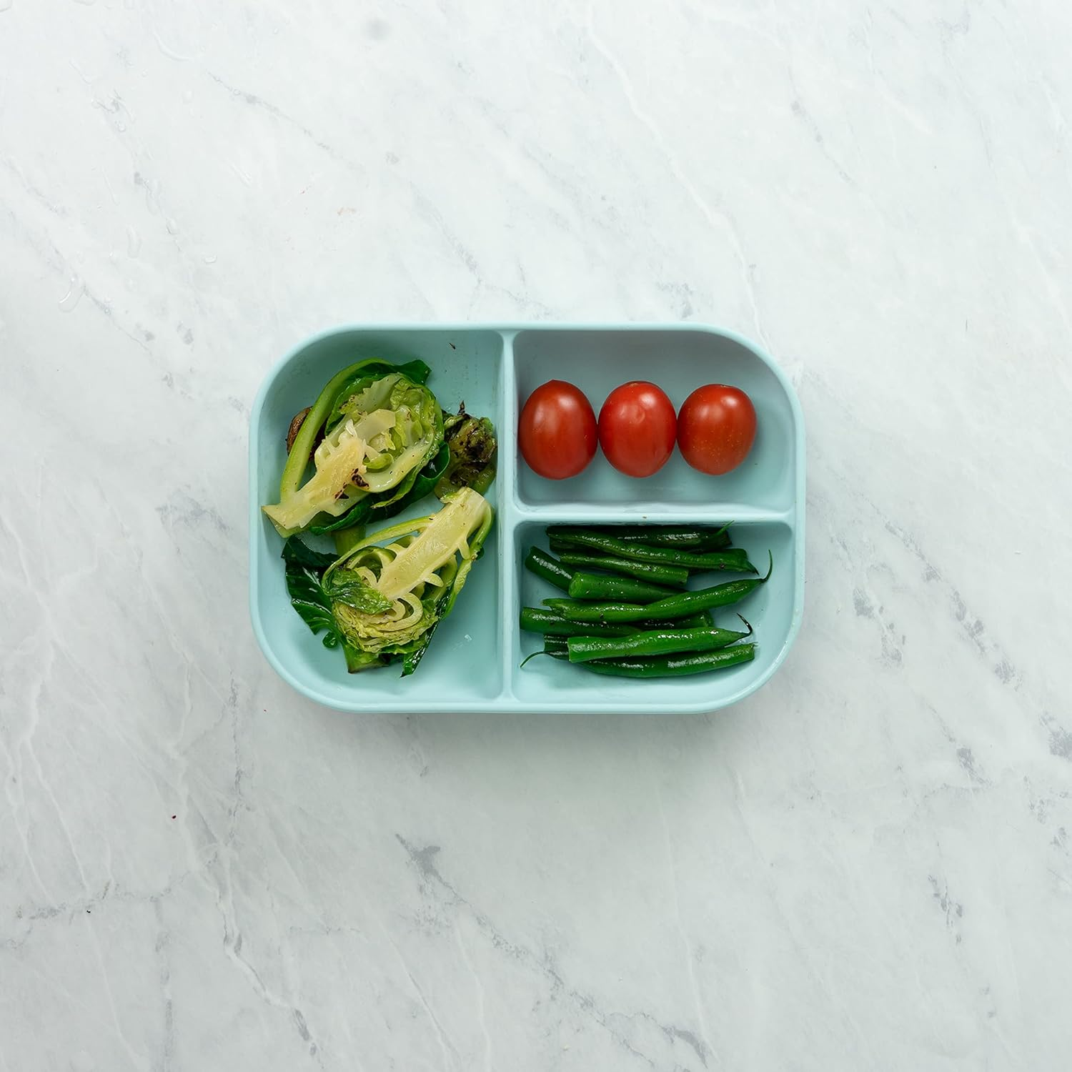 BEABA Divided Silicone Plate and Spoon Set, 2 Count, Blue image number 3