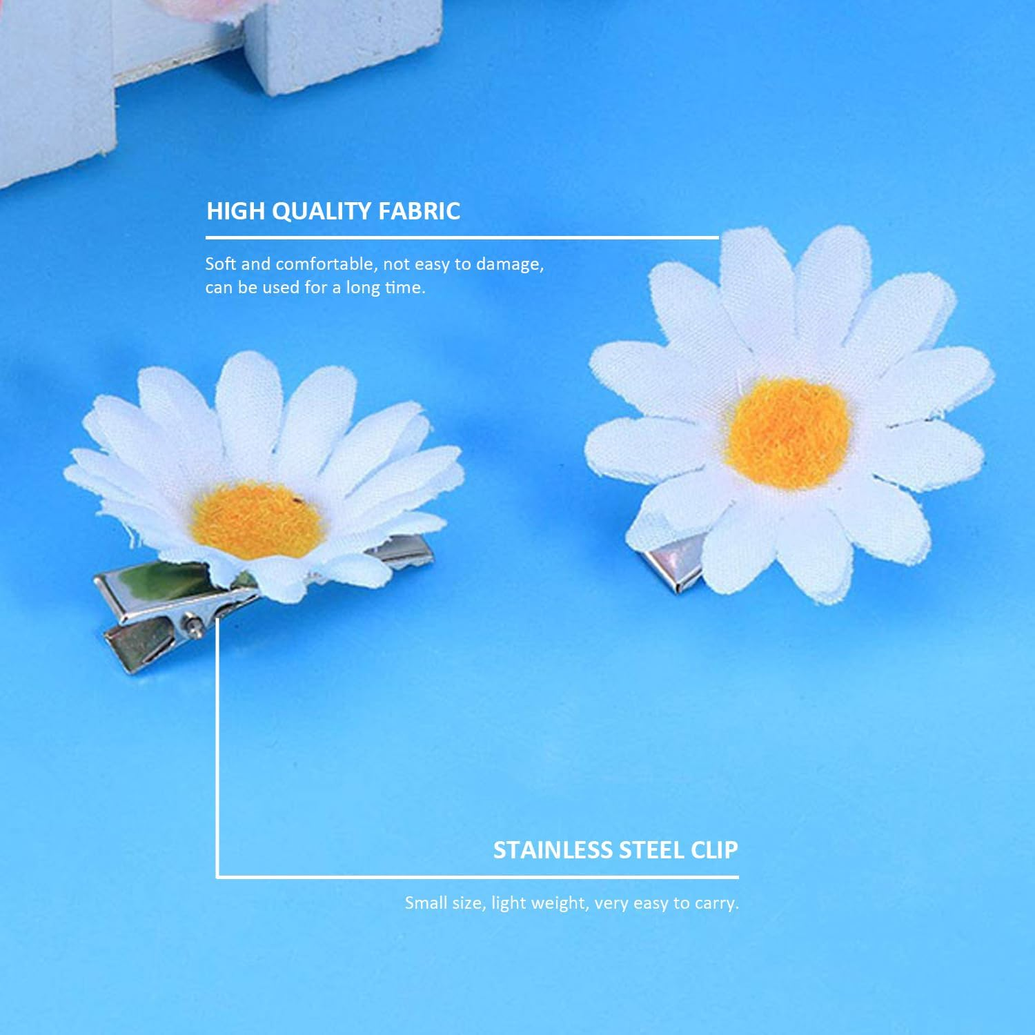 15 Pieces Daisy Hair Clips Cute Braid Accessories Small Hair Clips Flower Claws Non-Slip for Women and Girls (White) image number 5