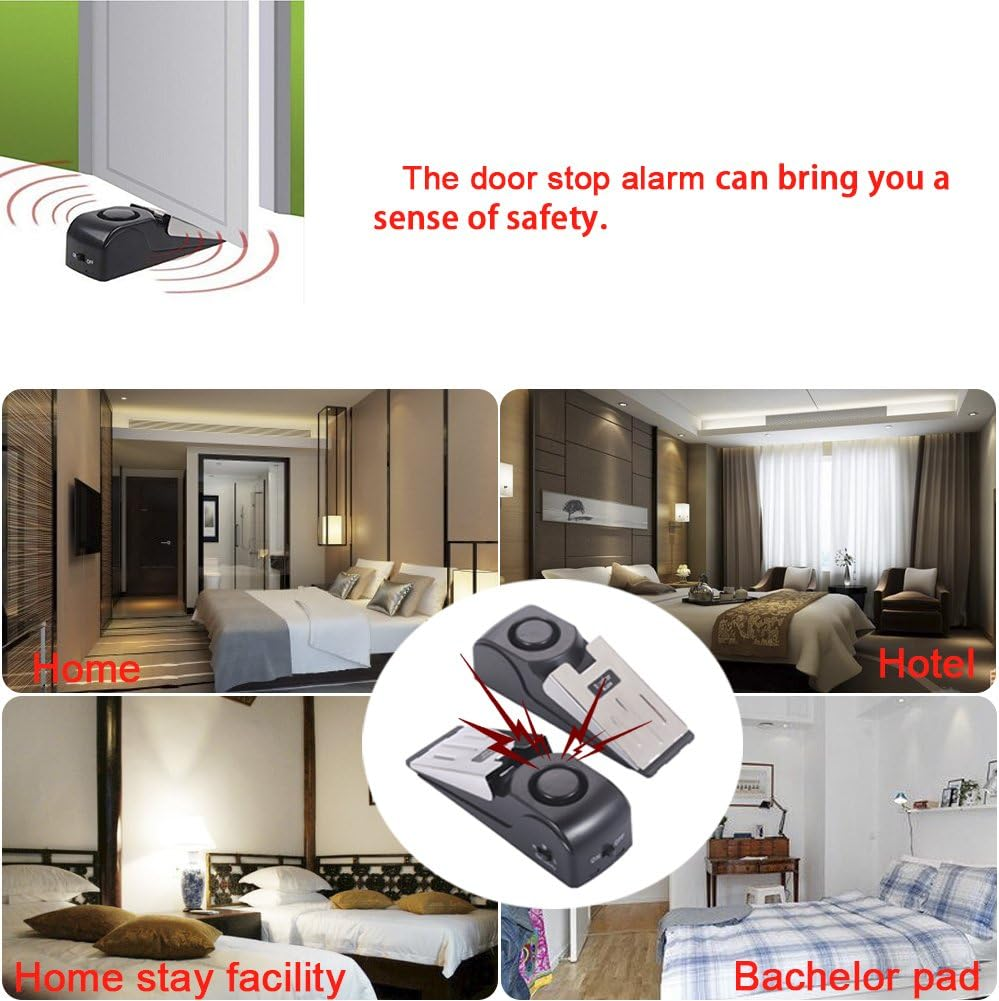 Door Stop Alarm Door Stopper Security System Doorstop Safety Tools with 120 Db Siren Great for Home Travel Apartment or Dorm (Pack of 1)