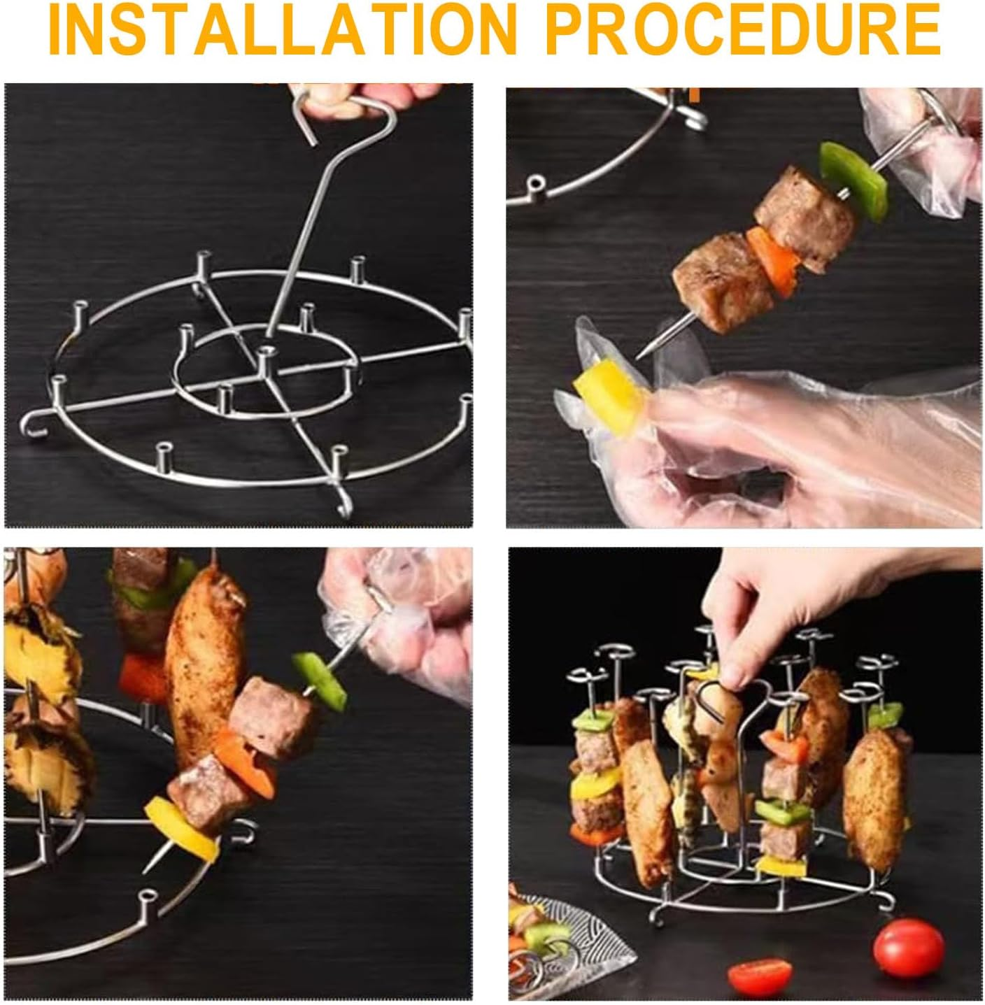 BEANPRECOY Air Fryer Skewer Stand Compatible with Ninja Foodi 6Qt 8Qt Vertical Skewers Holder with Stand Stainless Steel Air Fryer Accessories Grill Easy to Clean for Grilling Home Kitchen Kabobs image number 5