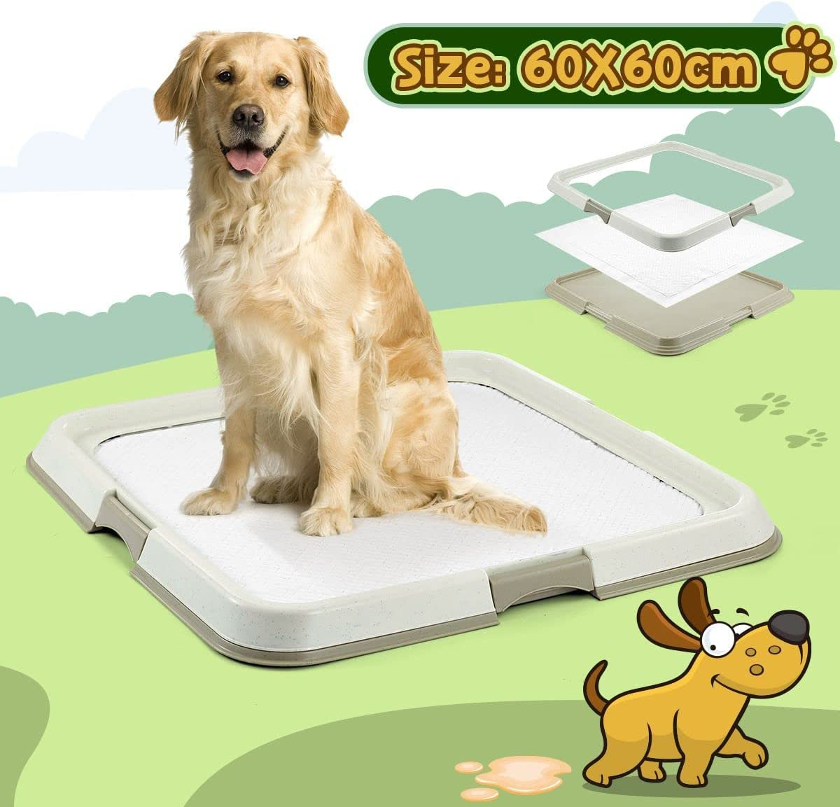 60X60Cm Pet Dog Training Pad Holder Tray Pet Pee Pads Indoor Puppy Potty Training Tray Portable Trainer image number 1