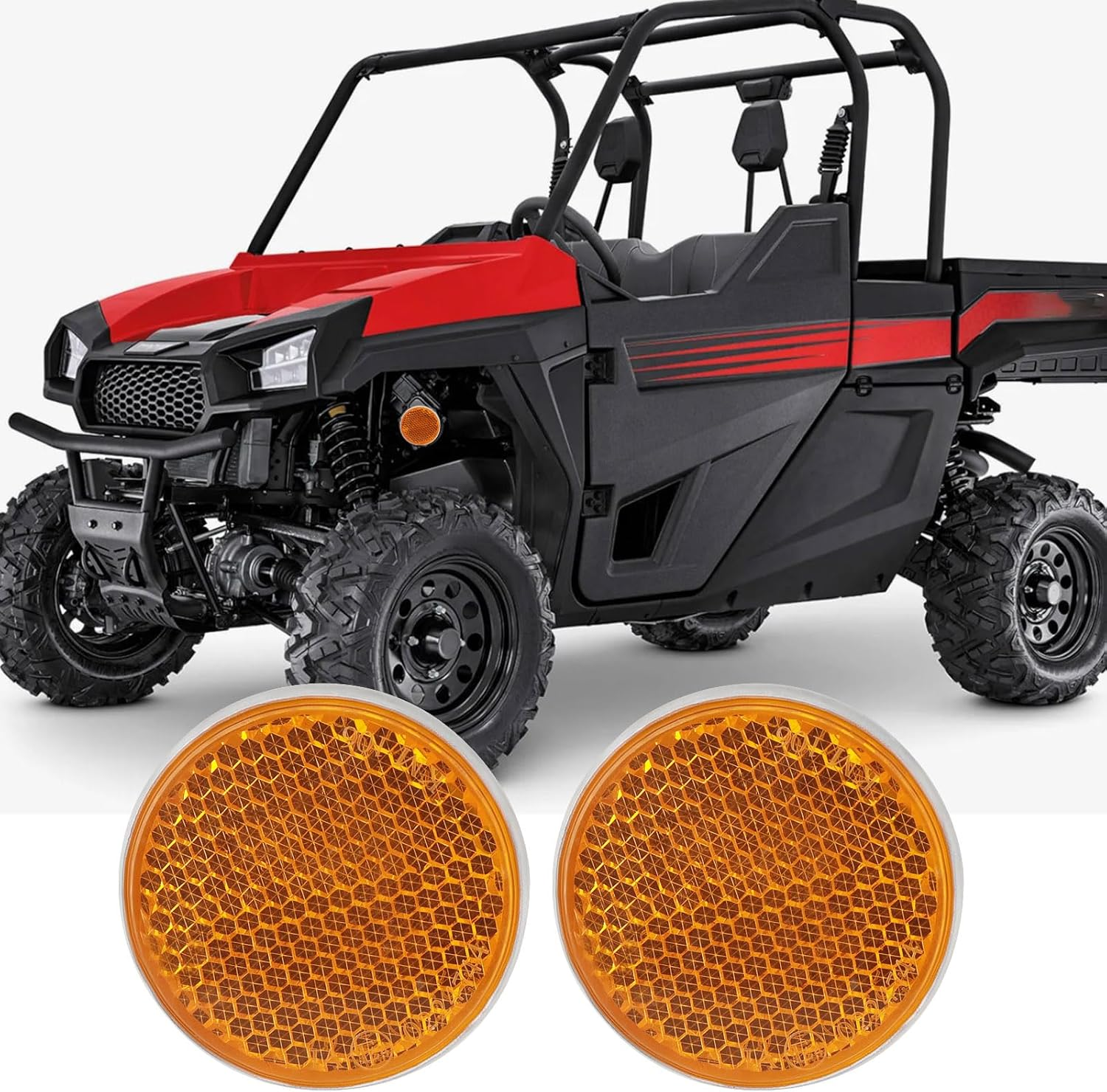 1 Pair Motorcycle Rear Reflector Amber Reflector Railer Fixing Screws for ATV UTV Dirt Bike 40X5X6Mm Yellow image number 1