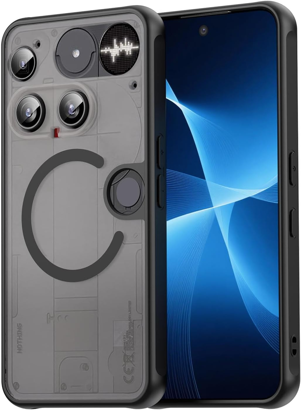 ILING Case for Nothing Phone (3), Compatible with Magnetic Charging, Ultra-Thin Translucent Matte Frosted Silky Touch Hard PC Silicone TPU Bumper Shockproof Cover (Green)