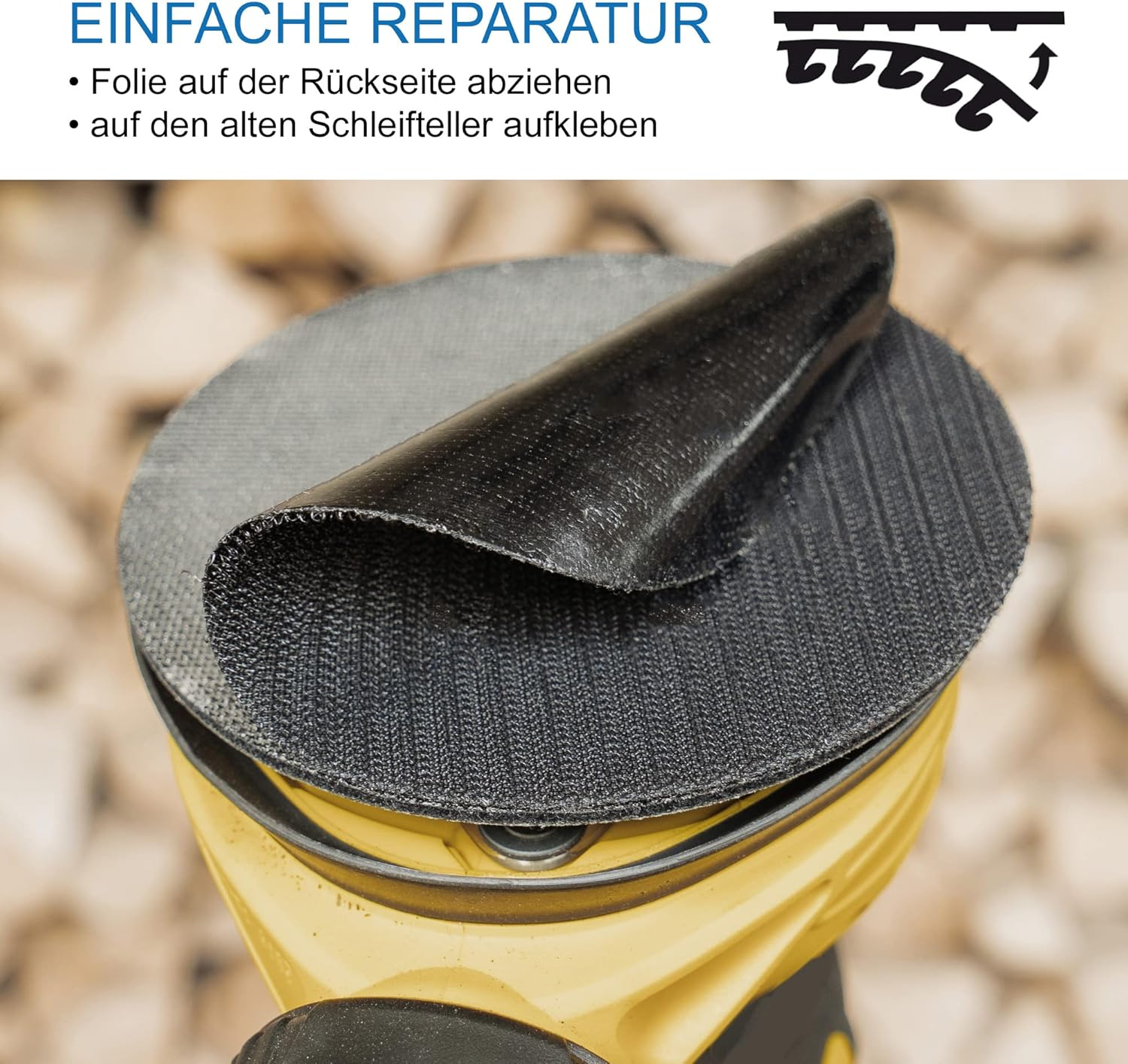 DFS Self-Adhesive Velcro Disc, 150 Mm, Replacement Velcro Replacement for Repairing Sanding Disc, Polishing Plate, Support Plate image number 2