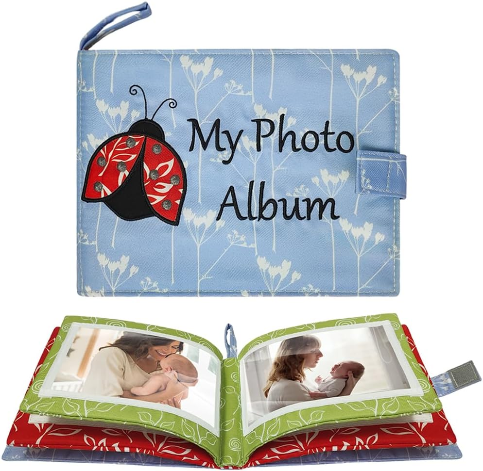 Baby Soft Photo Albums - My First Family Album, Soft Cloth Photo Book, Baby Safe, Holds 4X6 Photos (Blue)
