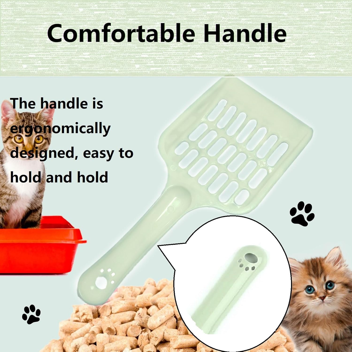 Cat Litter Scoop, Cat Litter Scoop Broom Set, Plastic Cat Litter Scooper, Litter Scoop, with 1 Cat Litter Scoop, 1 Broom and 1 Dustpan, Scoop for Cleaning Cat Litter image number 1