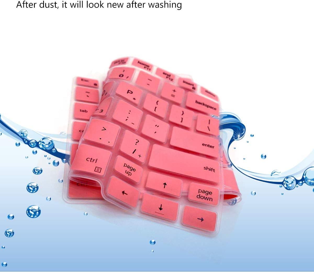 2PCS Keyboard Cover for Dell Latitude 5000 Series 5300 5310 13.3 Inch Laptop, Dell Latitude 7000 Series 7300 13.3" Laptop Keyboard Protective Skin -Pink+Clear - Hotblue image number 2