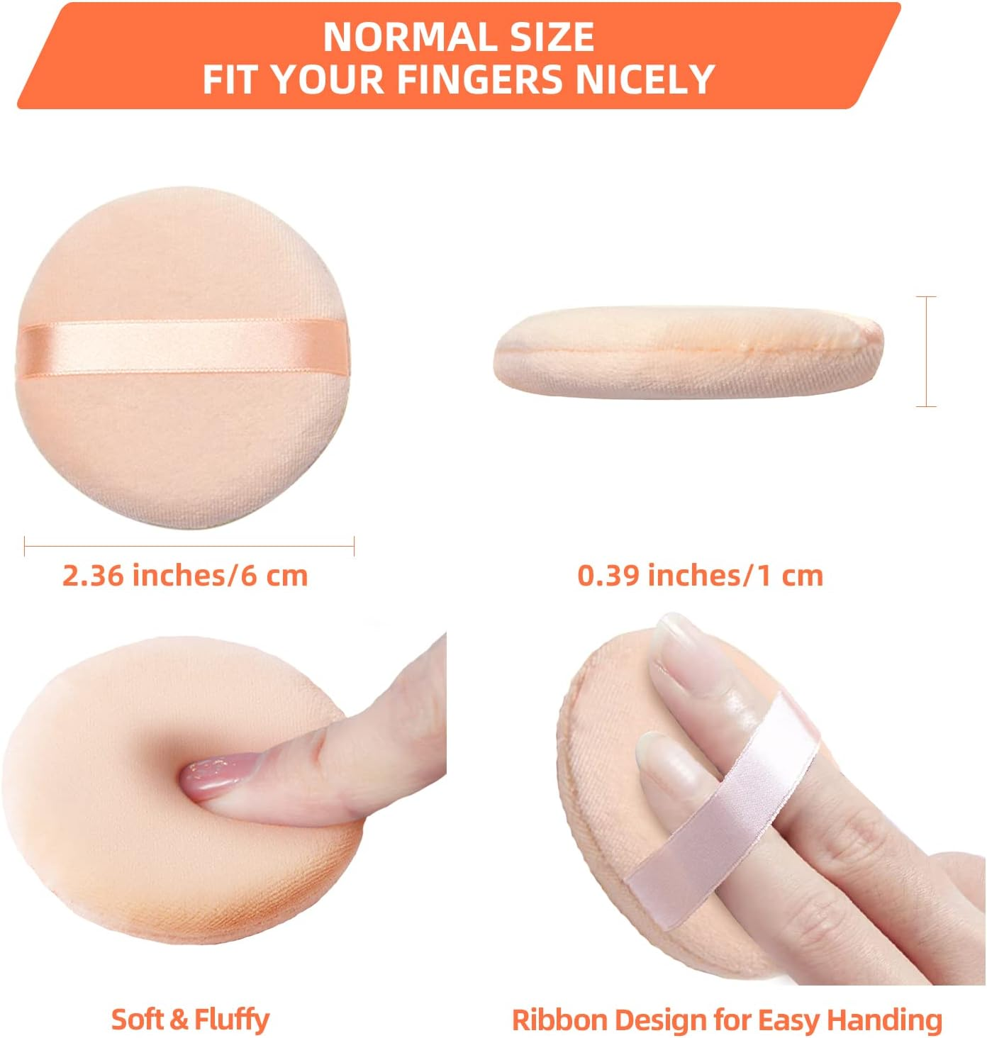 6 Pieces Powder Puffs Cotton Makeup Puffs for Loose Powder Mineral Powder Cosmetic Foundation - 2.36 Inch/6 Cm Soft round Powder Puffs Makeup Face Sponges for Face and Body - Nude image number 4