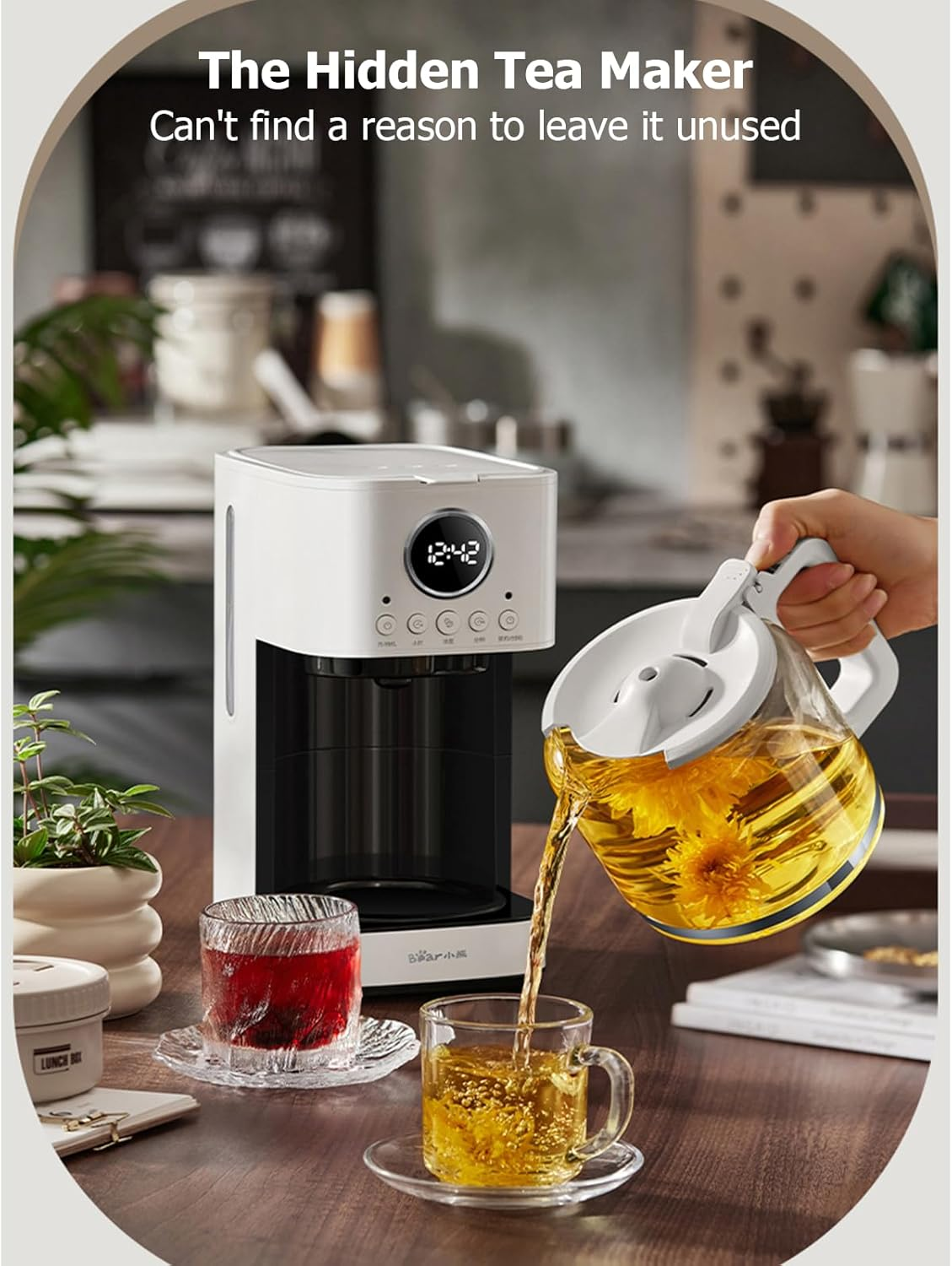 TECHBEAR Drip Coffee Maker Machine, 1.5L Programmable Coffee Machine with 24H Appointment, Regular & Strong Brew, Glass Carafe, Coffee Pot for Home, Office, Auto Shut off (CN Panel)