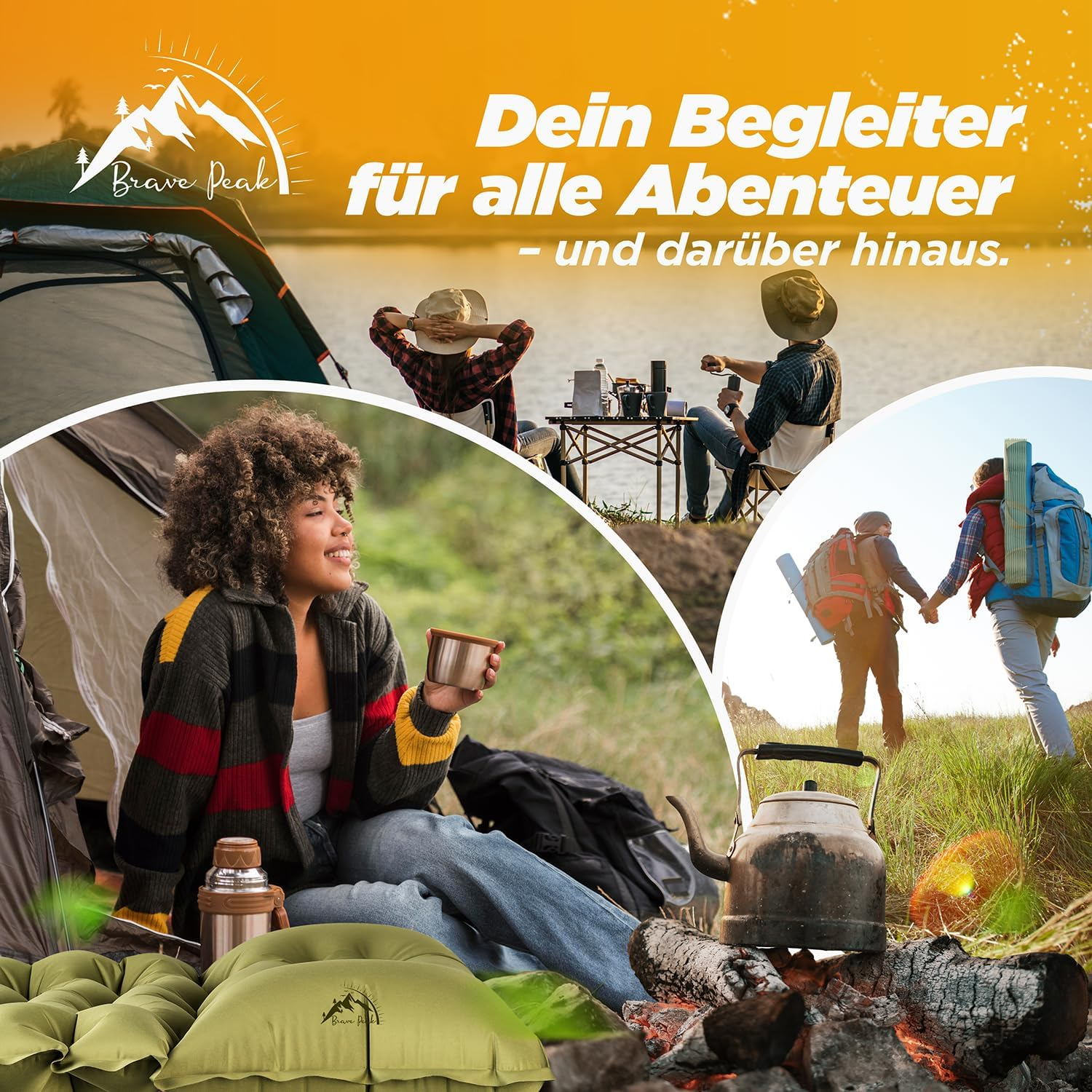 Brave Peak Self-Inflating Sleeping Mat 10 Cm with Cushion - Warm, Lightweight & Compact - for Outdoor, Trekking & Hiking image number 6