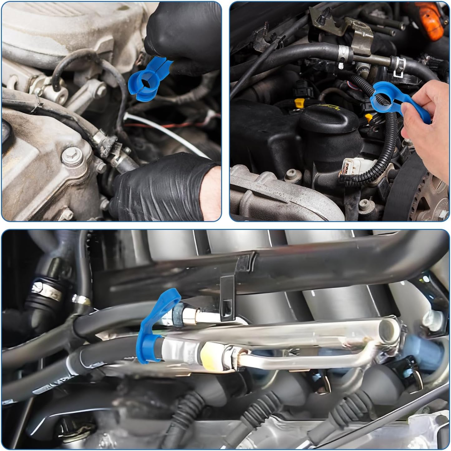 7Pcs Fuel Line Disconnect Tool Set, 1/4 5/16 3/8 1/2 5/8 3/4 7/8 Inch Vehicles AC Line Disconnect Air Conditioning Pipe Tool Fuel Line Removal Tools Compatible with Ford/Gm/Chrysler/Mazda image number 4