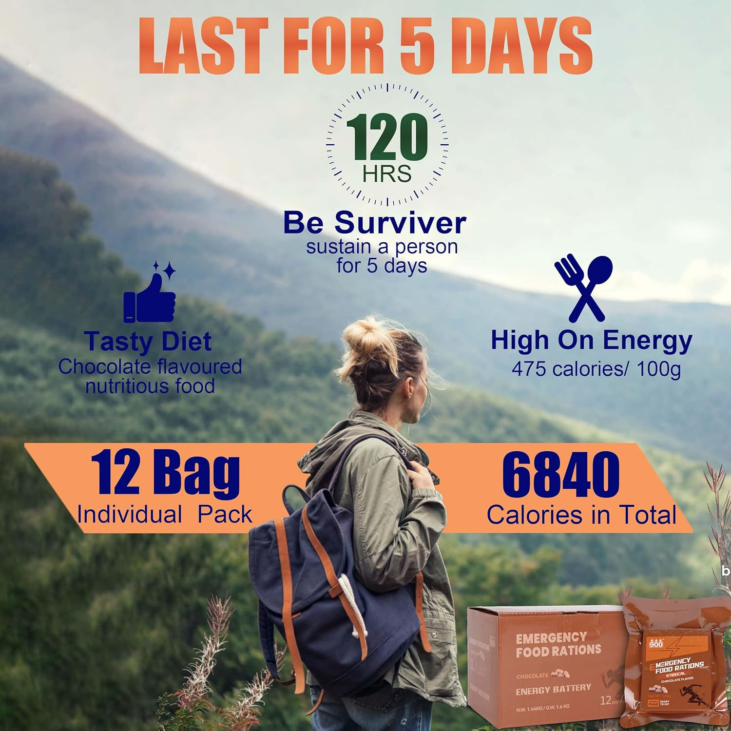 Emergency Food Bars - Chocolate Hardtack, Mre Meals Military 2025, Long Shelf Life, Emergency Meals Ration Bars, for Disaster Preparedness, 12 Count image number 5