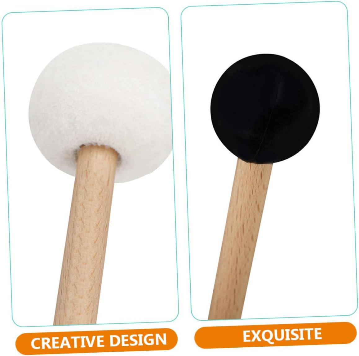 Kisangel 2Pcs Double Ended Rubber Felt Bass Drum Mallet with Handle Non Slip Comfortable Percussion Stick for Singing Bowls and Band Practice Suitable for Beginners to Advanced Drummers image number 6