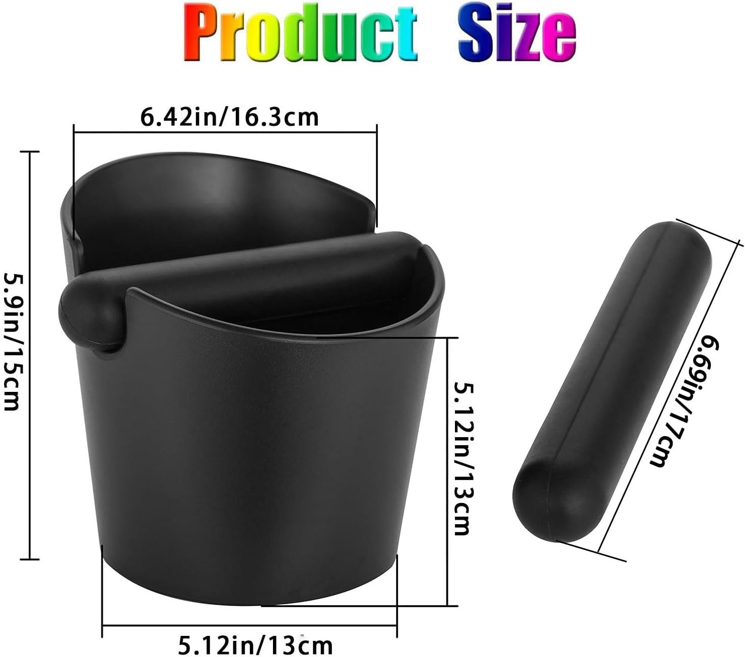 WADY Espresso Knock Box - ABS Coffee Grounds Container for Barista, Shock-Absorbent Durable with Detachable Bar and Non-Slip Base, Large Black image number 4