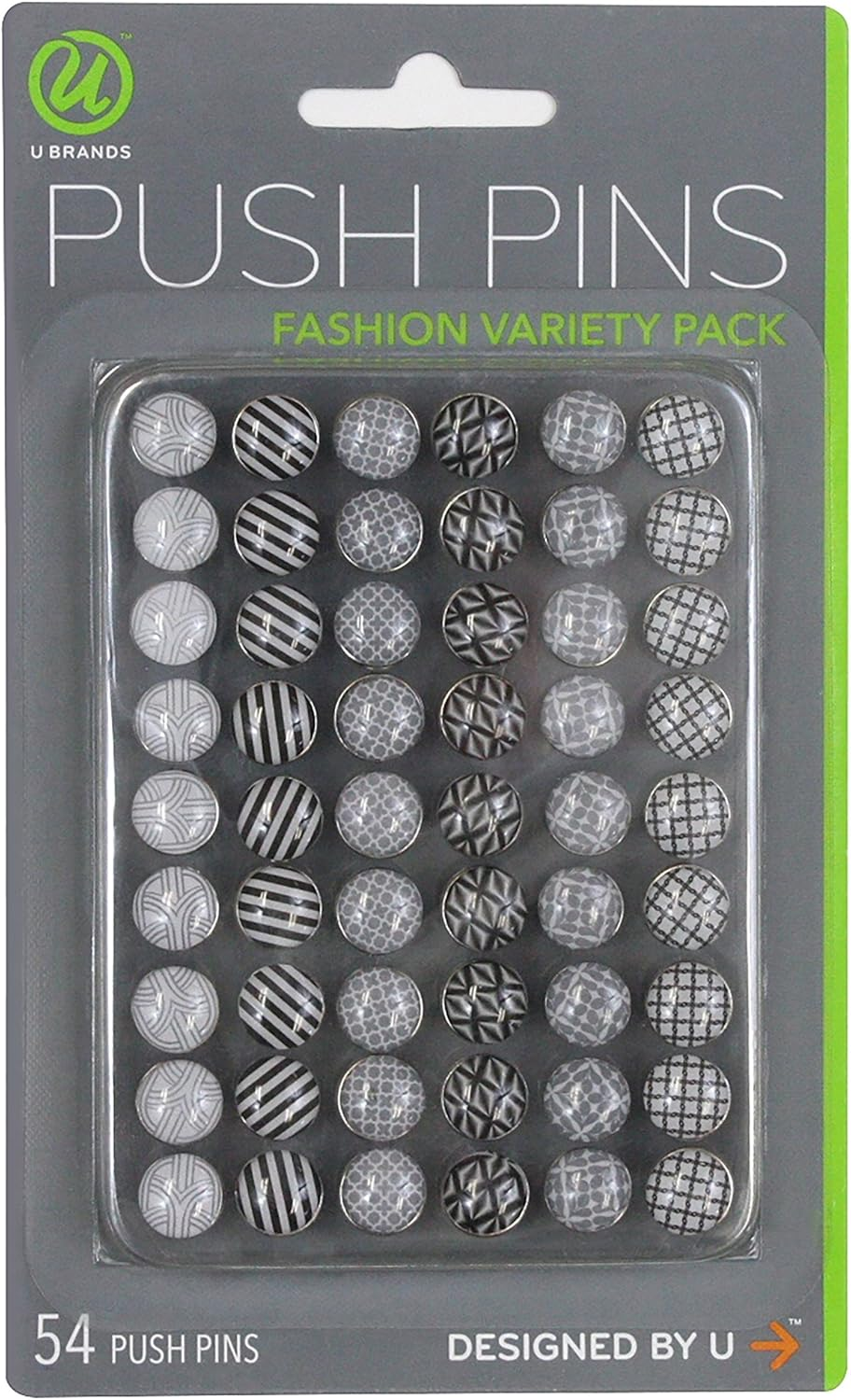 U Brands Fashion Steel Push Pins, Black White and Gray Fashion Colors, 20-Count image number 3